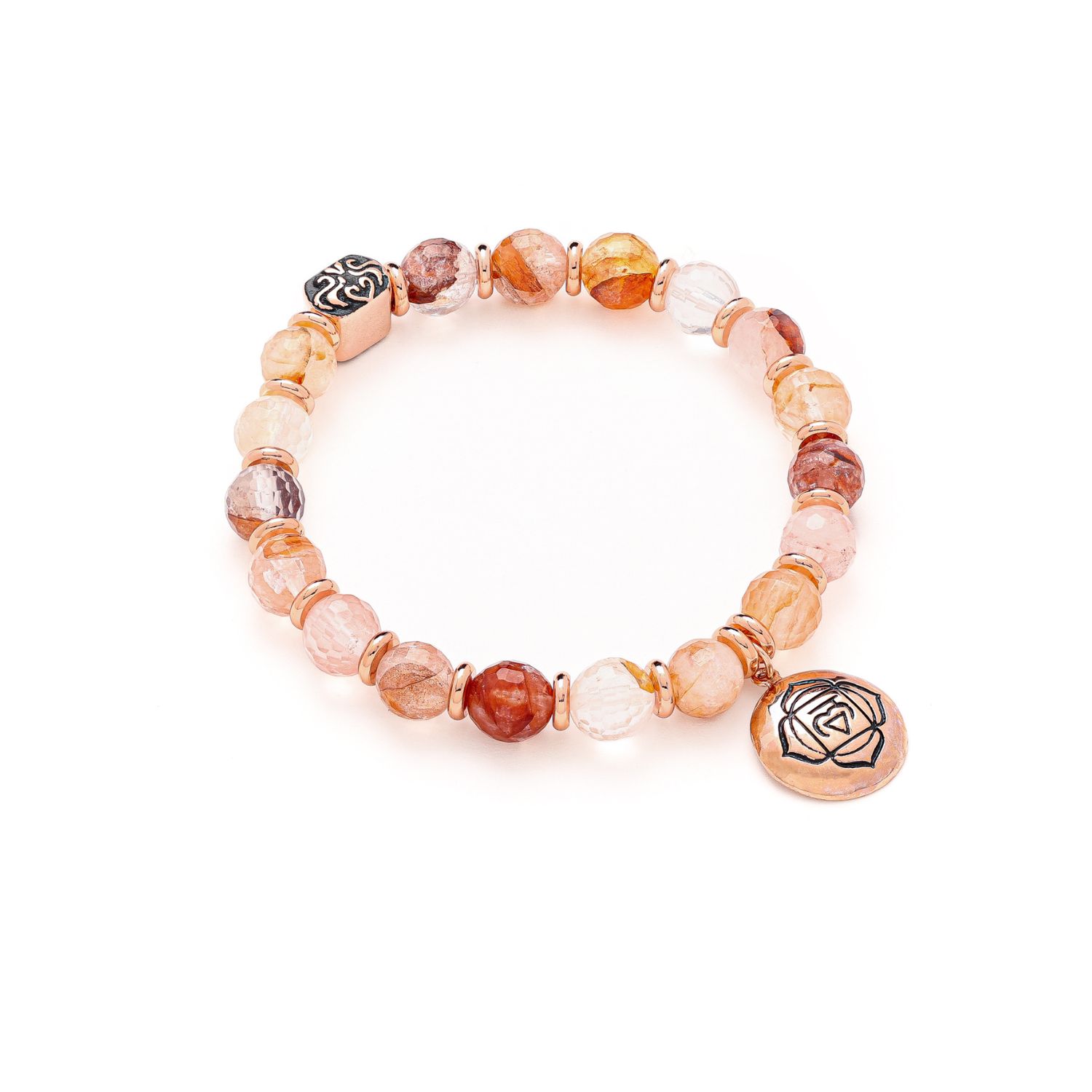 Root Chakra Activation Bracelet, Red Fire Quartz, Rose Gold