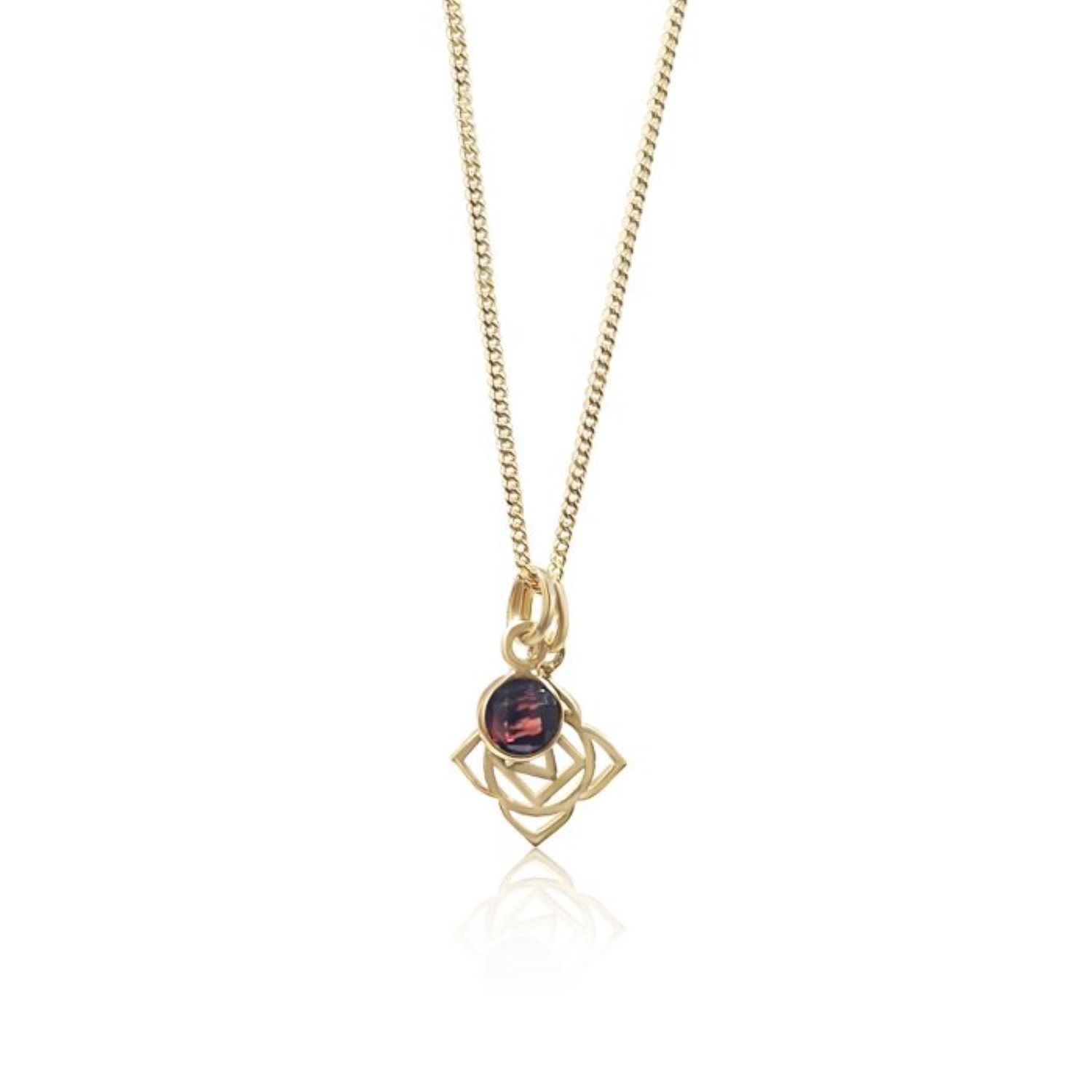 Root Chakra/Muladhara Chakra Charm Necklace In Gold Vermeil– Garnet