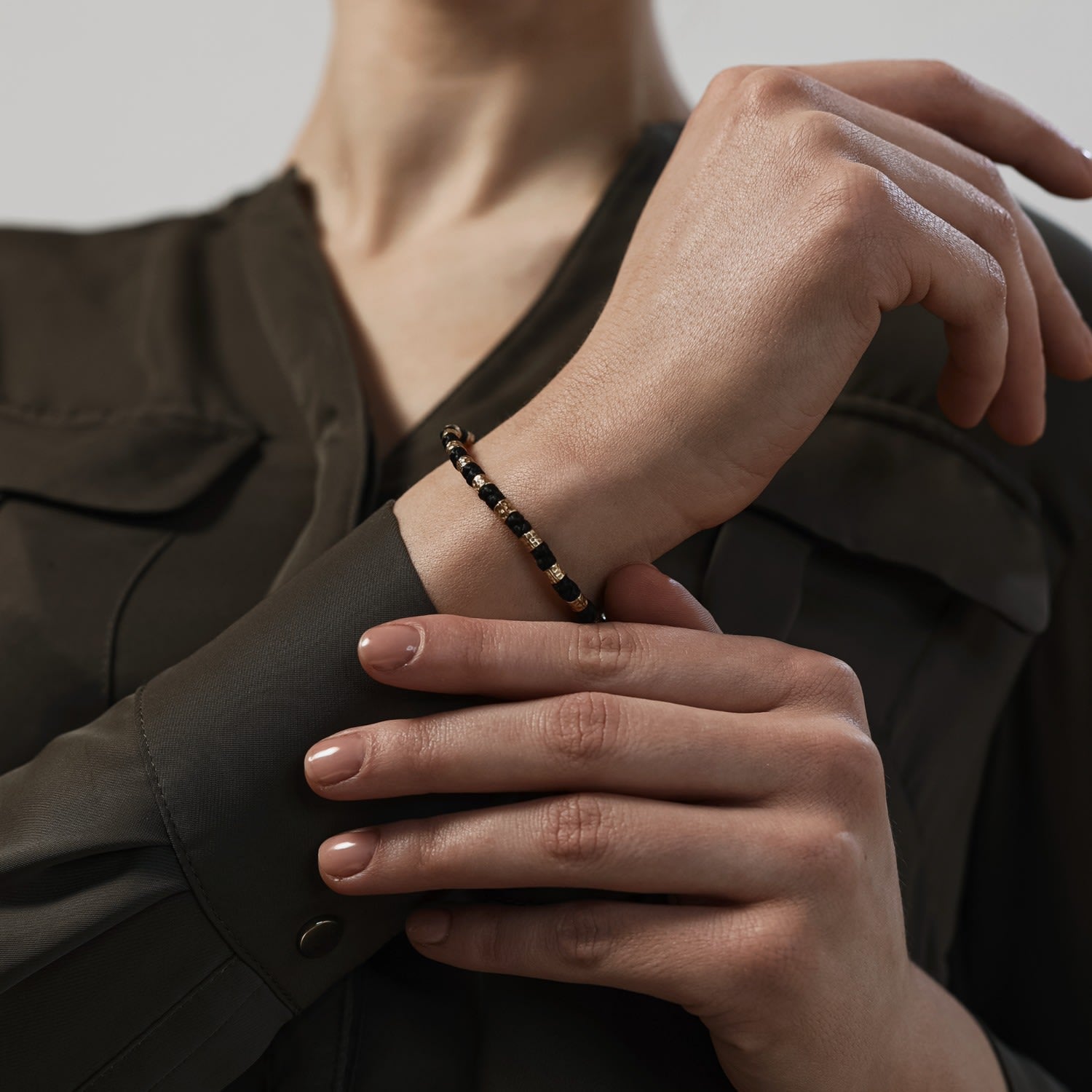 Rope & Rustic Gold Silver Viking Women's Bracelet - Freya - Green