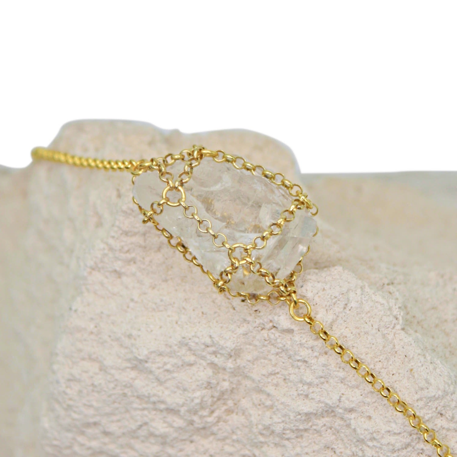 Caged Gold Quartz Necklace