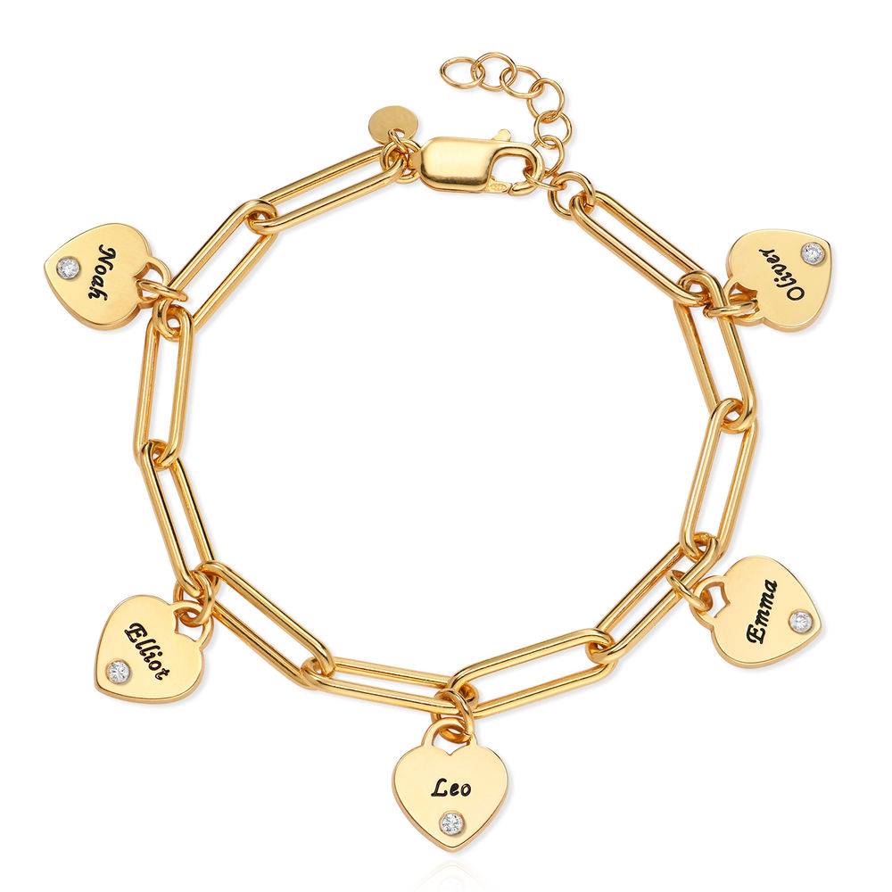 Rory Bracelet With Custom Diamond Heart Charms in 18K Gold Vermeil