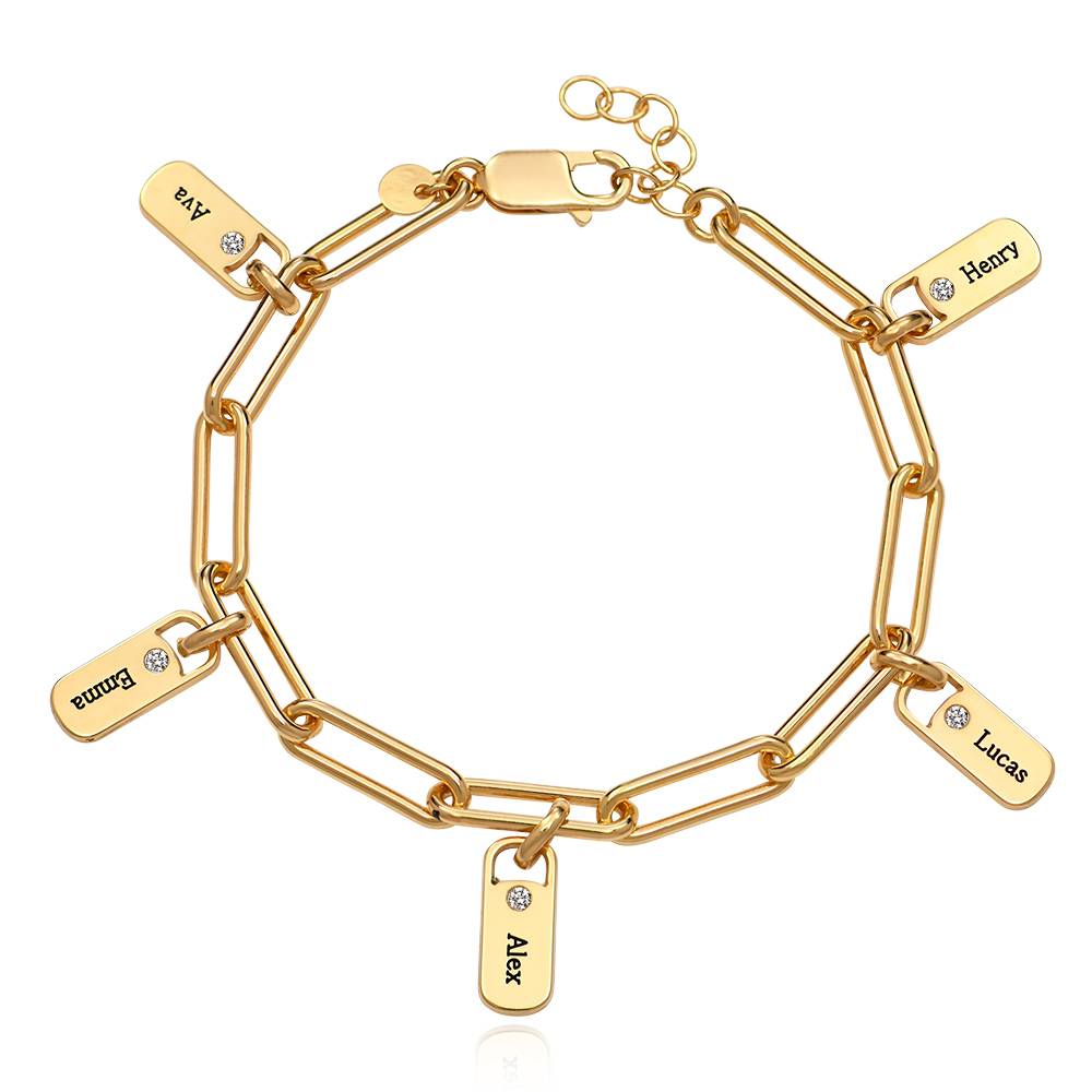Rory Bracelet with Diamond Custom Charms in 18K Gold Plating