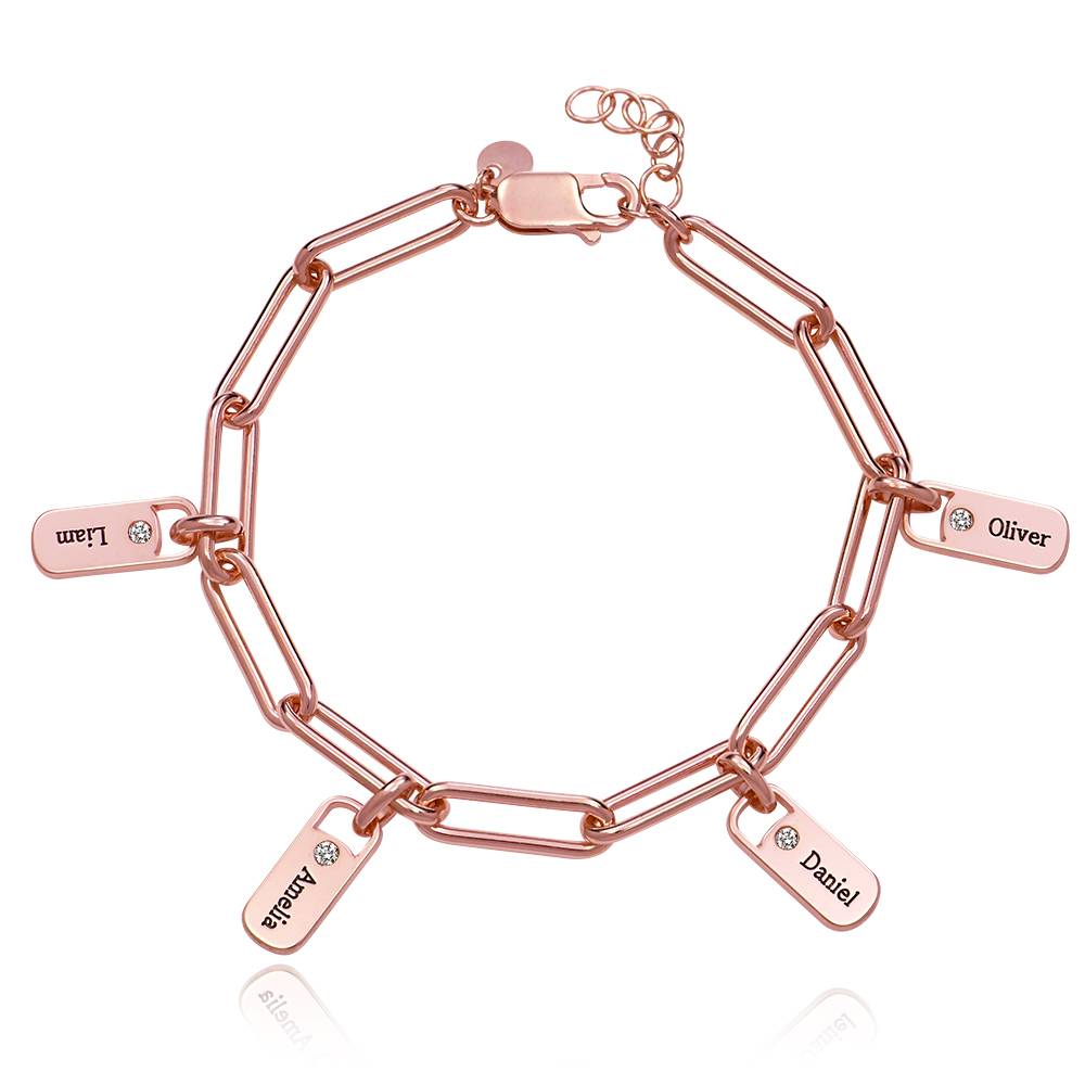 Rory Bracelet with Diamond Custom Charms in 18K Rose Gold Plating
