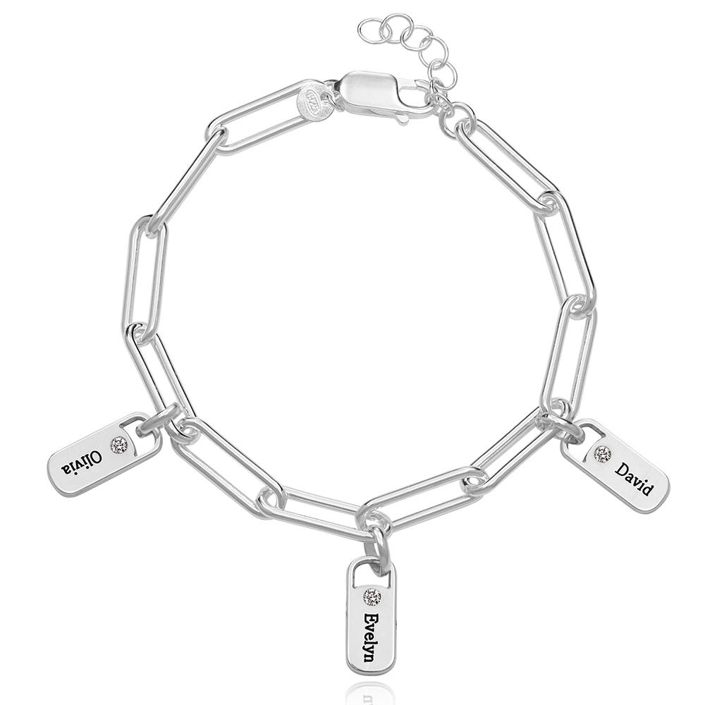 Rory Bracelet with Diamond Custom Charms in Sterling Silver