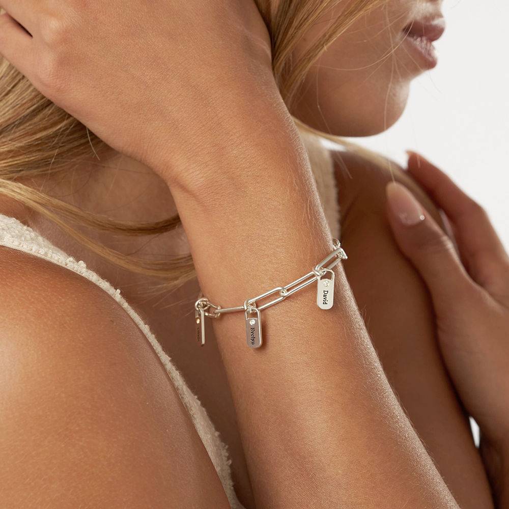 Rory Bracelet with Diamond Custom Charms in Sterling Silver
