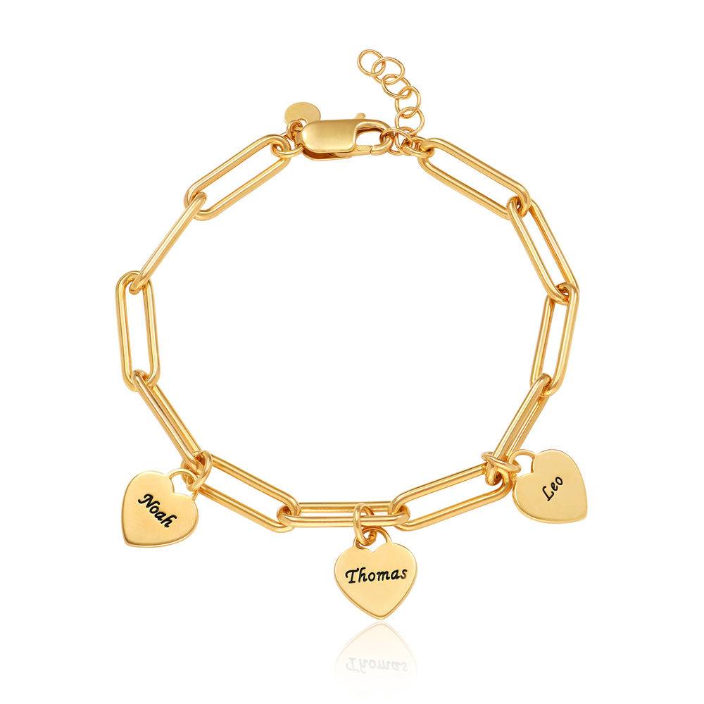 Rory Chain Link Bracelet with Custom Heart Charms in Gold Plating