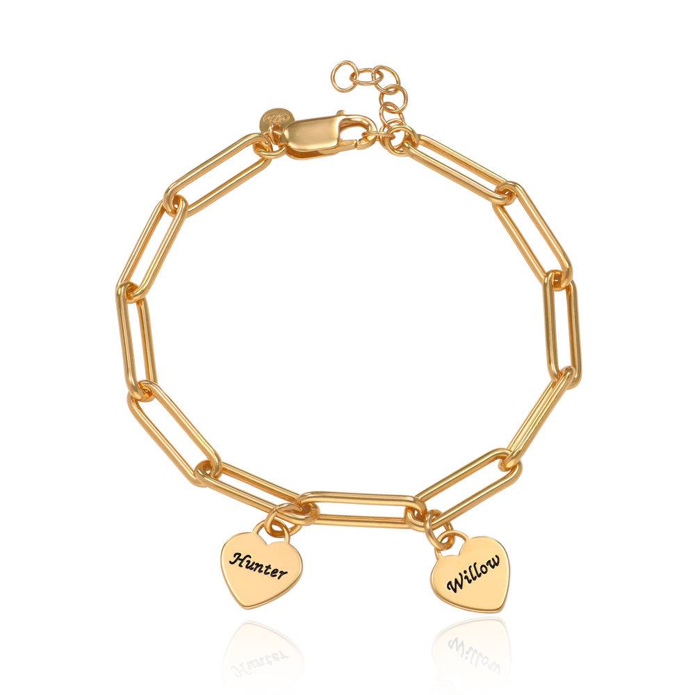 Rory Chain Link Bracelet with Custom Heart Charms in 18K Gold Vermeil