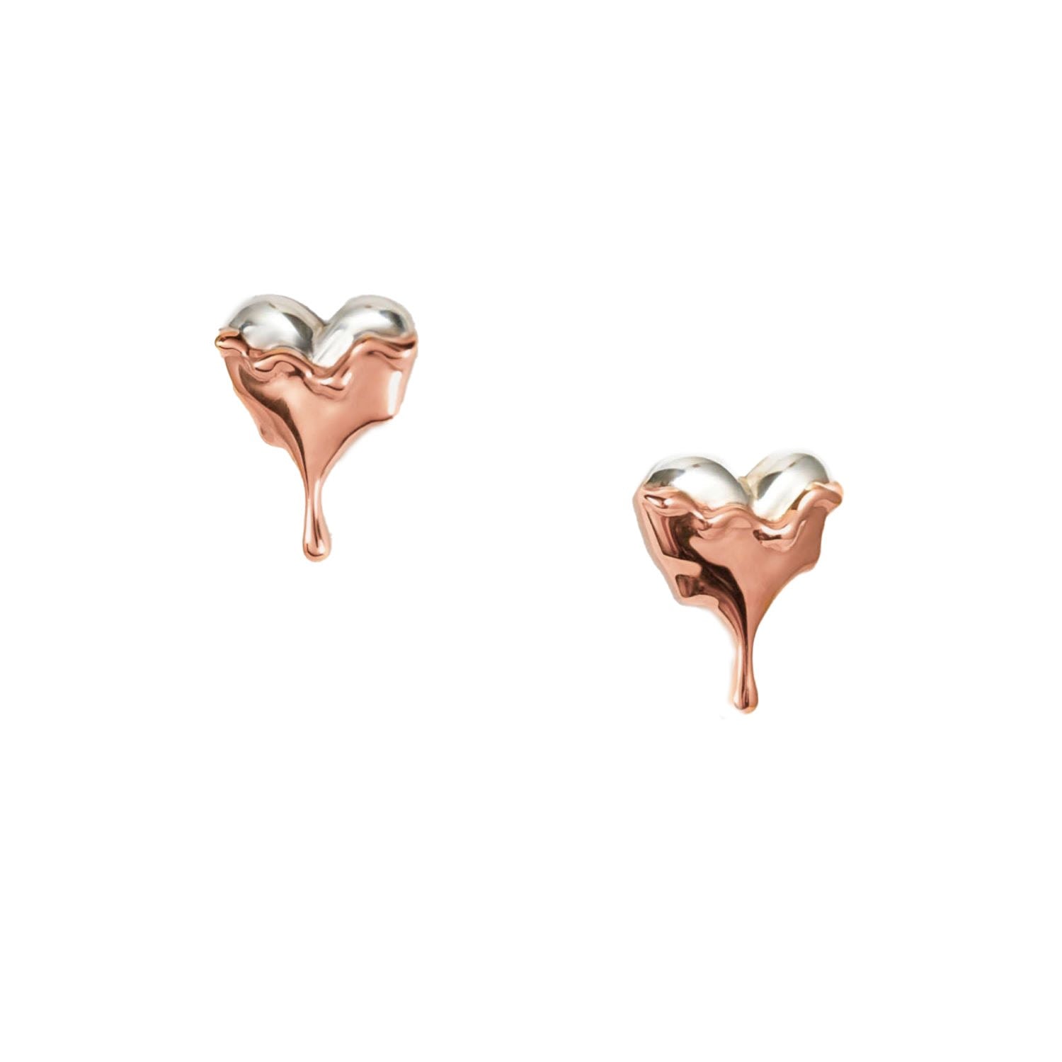 Dripping Heart Rose Gold Vermeil Stud Earrings