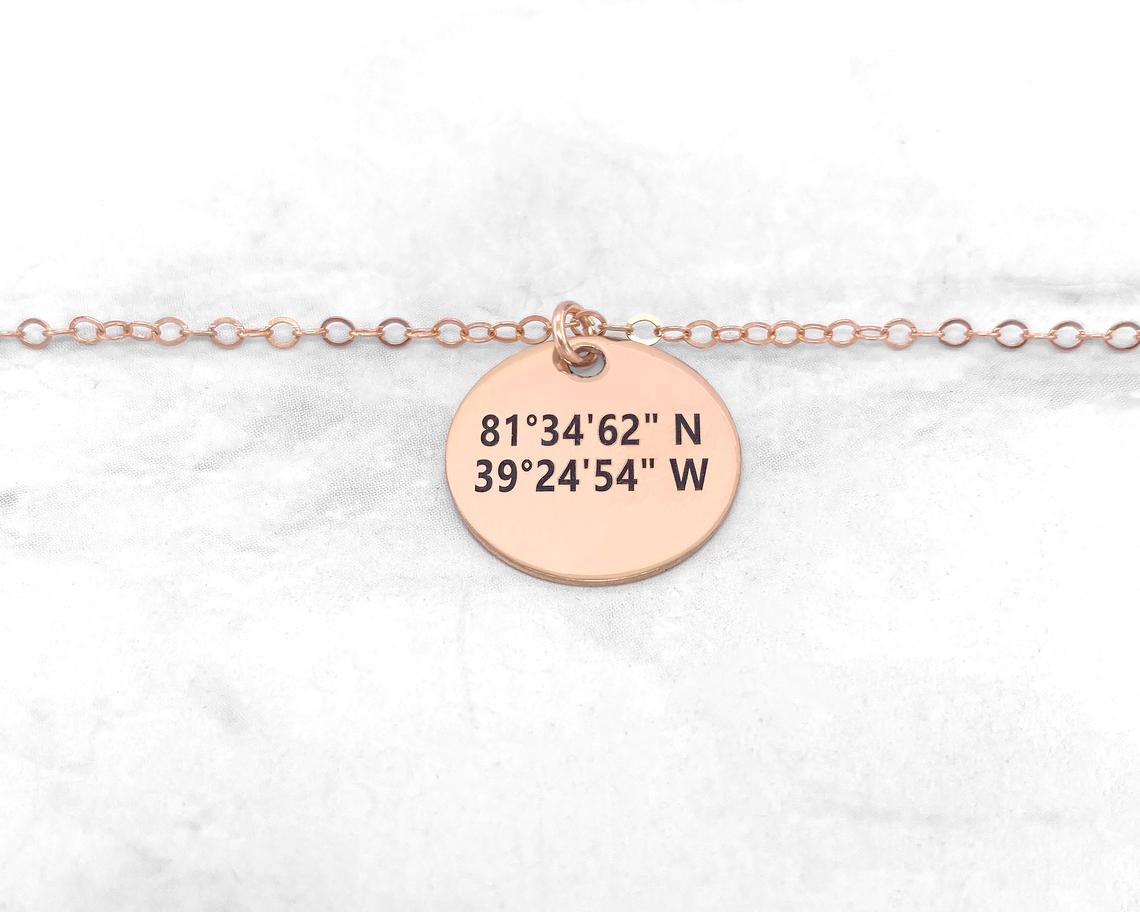 Hanging Disc Coordinates Bracelet