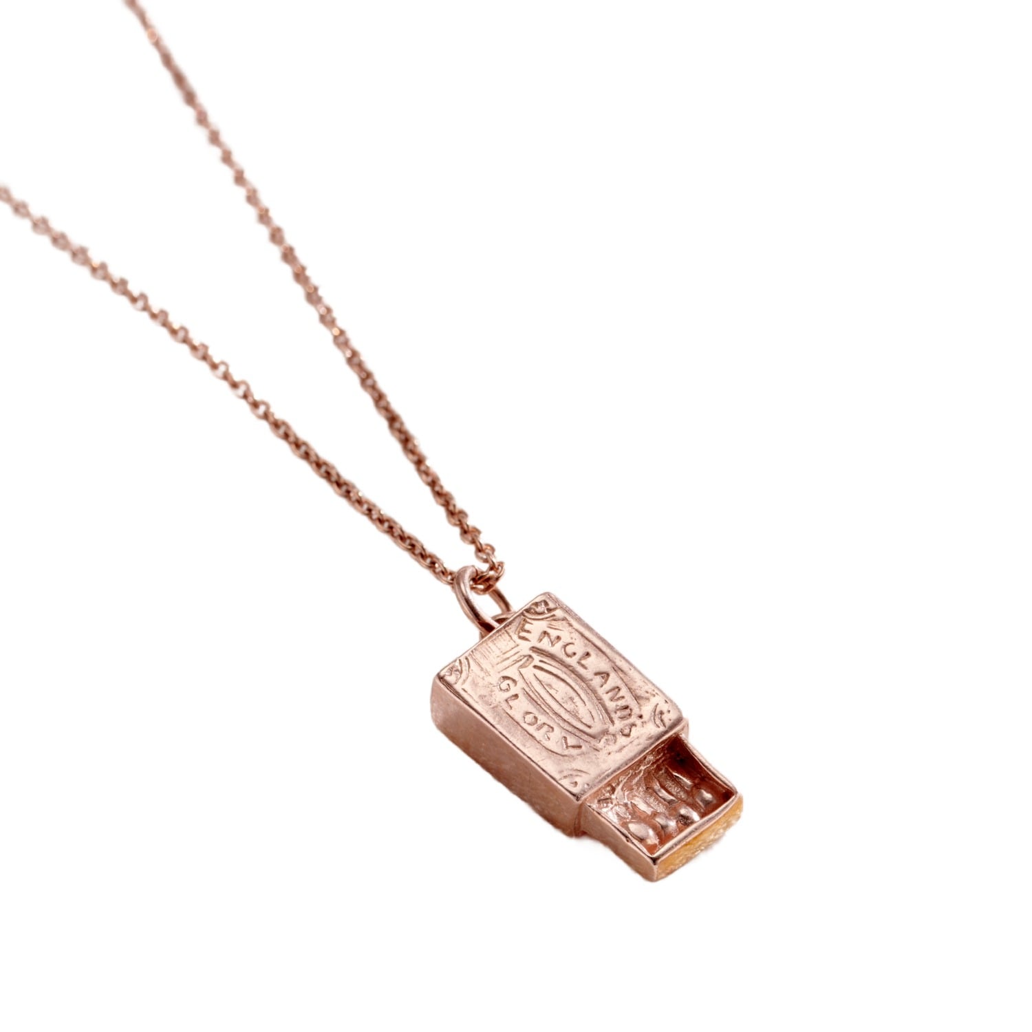Rose Gold Matchbox Charm Necklace