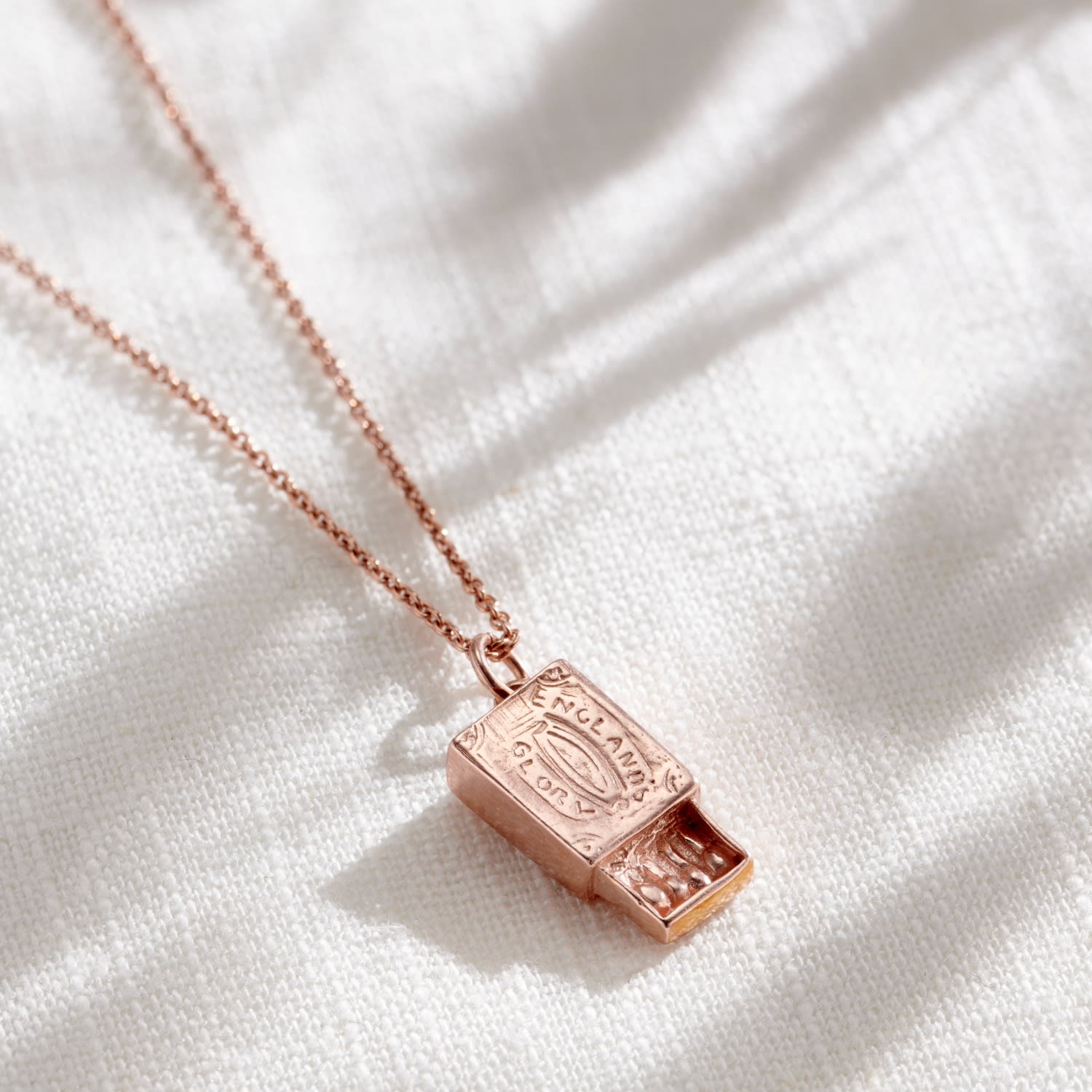 Rose Gold Matchbox Charm Necklace