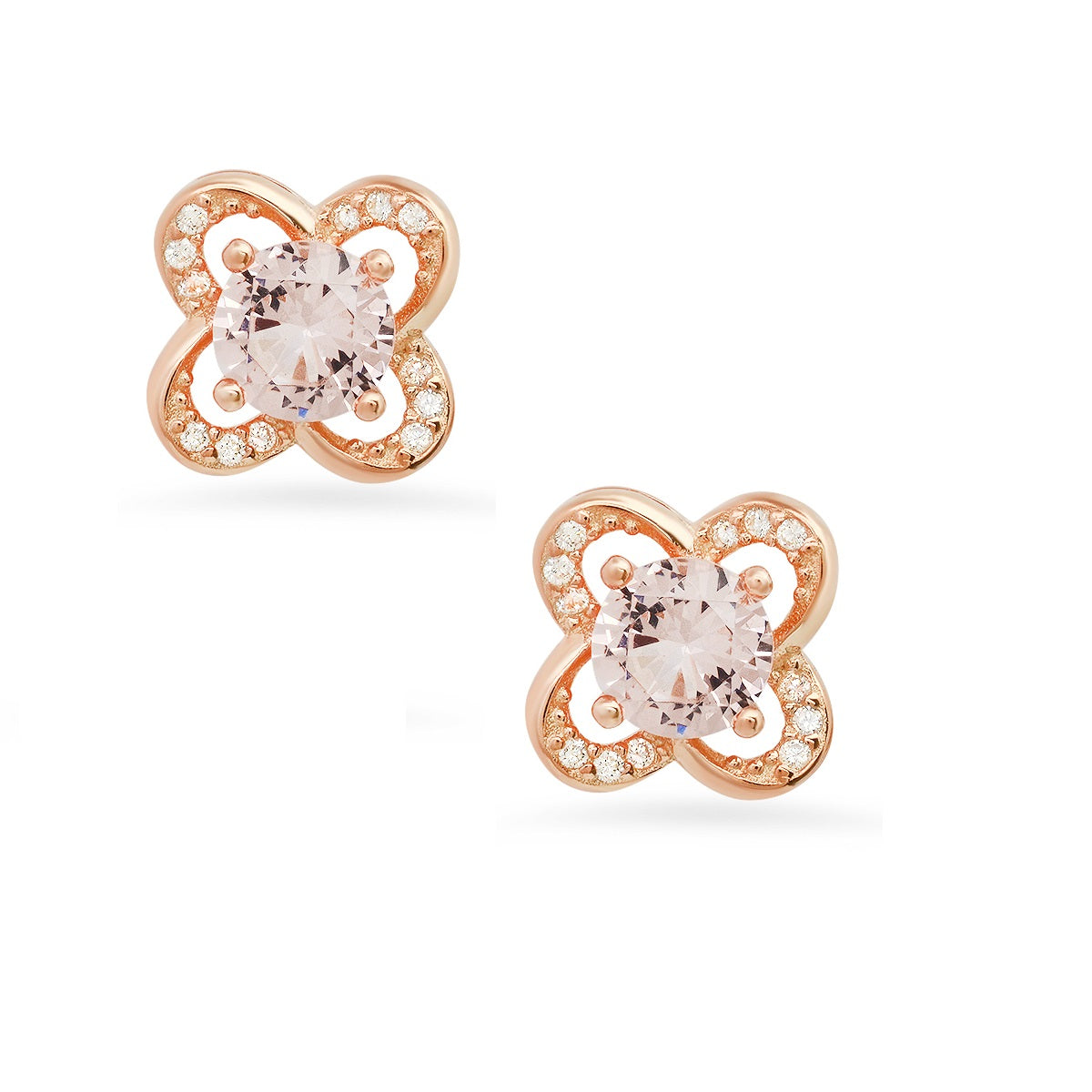 Rose Gold Petite Floral Morganite Stud Earrings