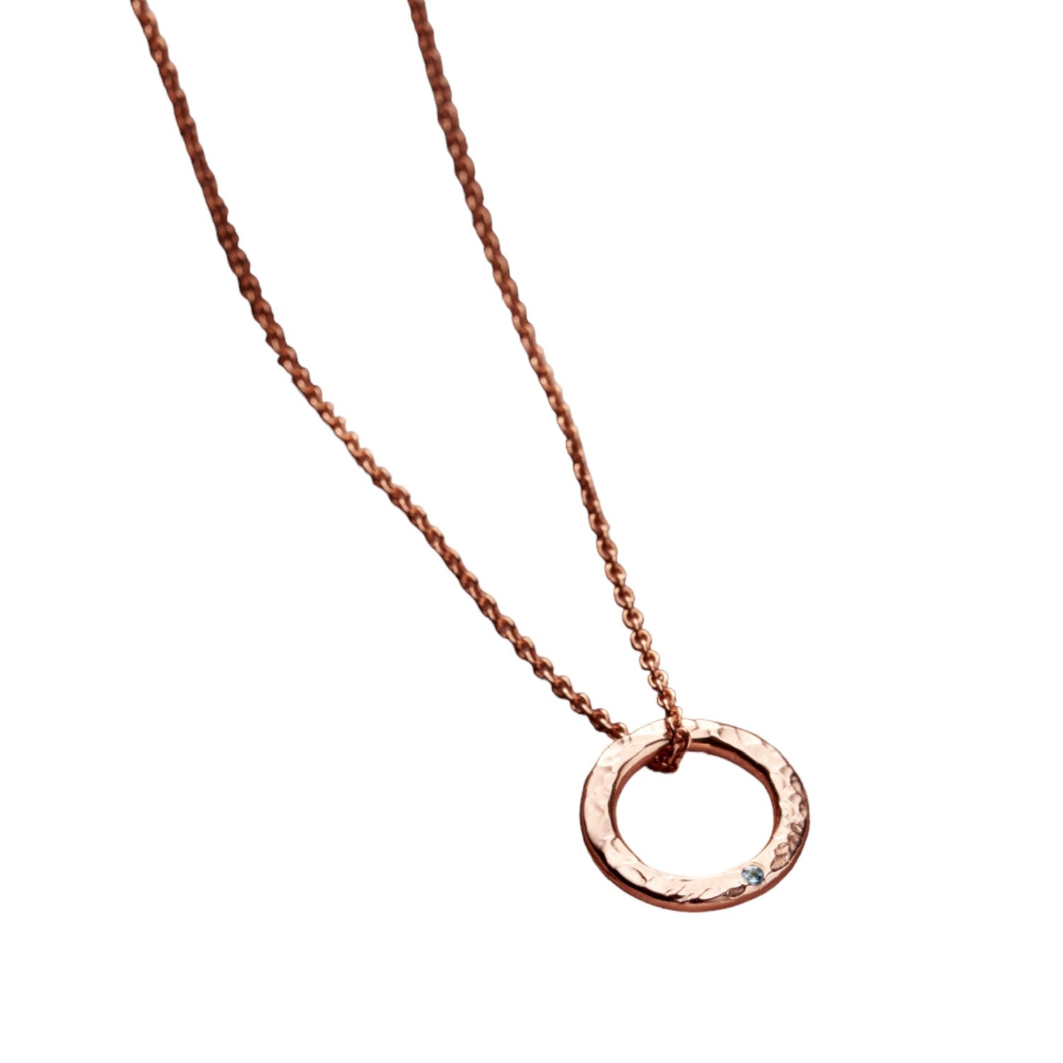 Rose Gold Plated Confetti Birthstone Aquamarine Mini Message Necklace