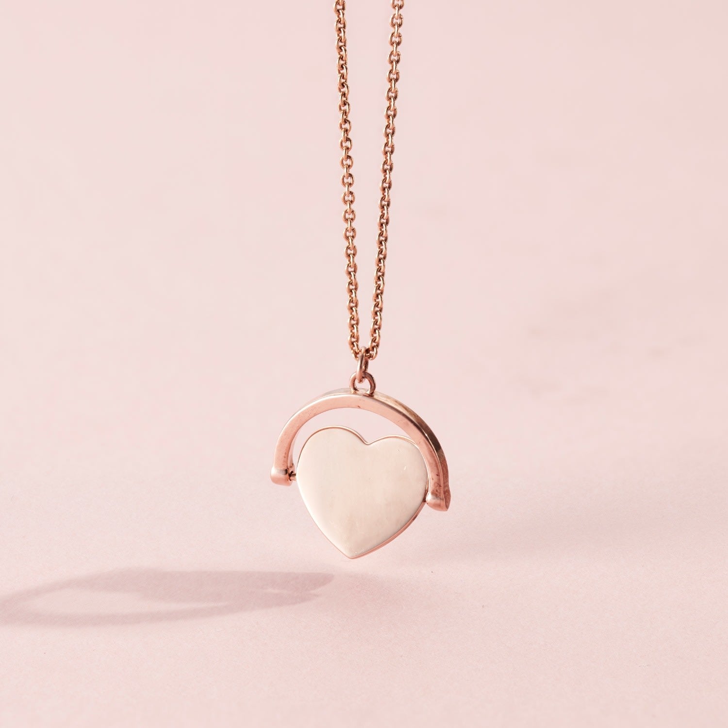 Rose Gold Plated Heart Spinner Necklace