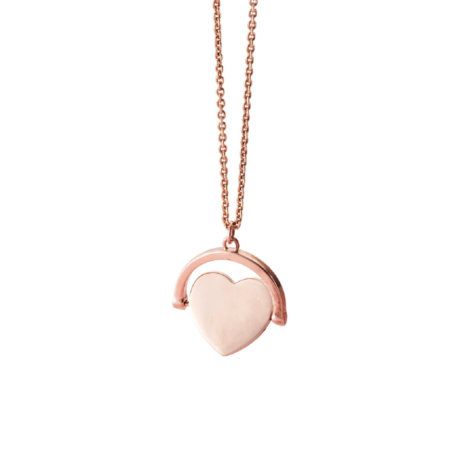 Rose Gold Plated Heart Spinner Necklace