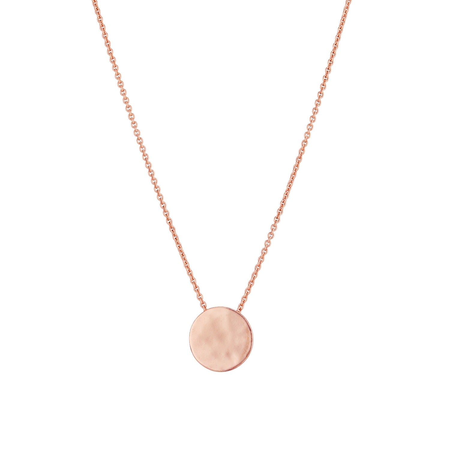 Rose Gold Plated Medium Hammered Disc Necklace