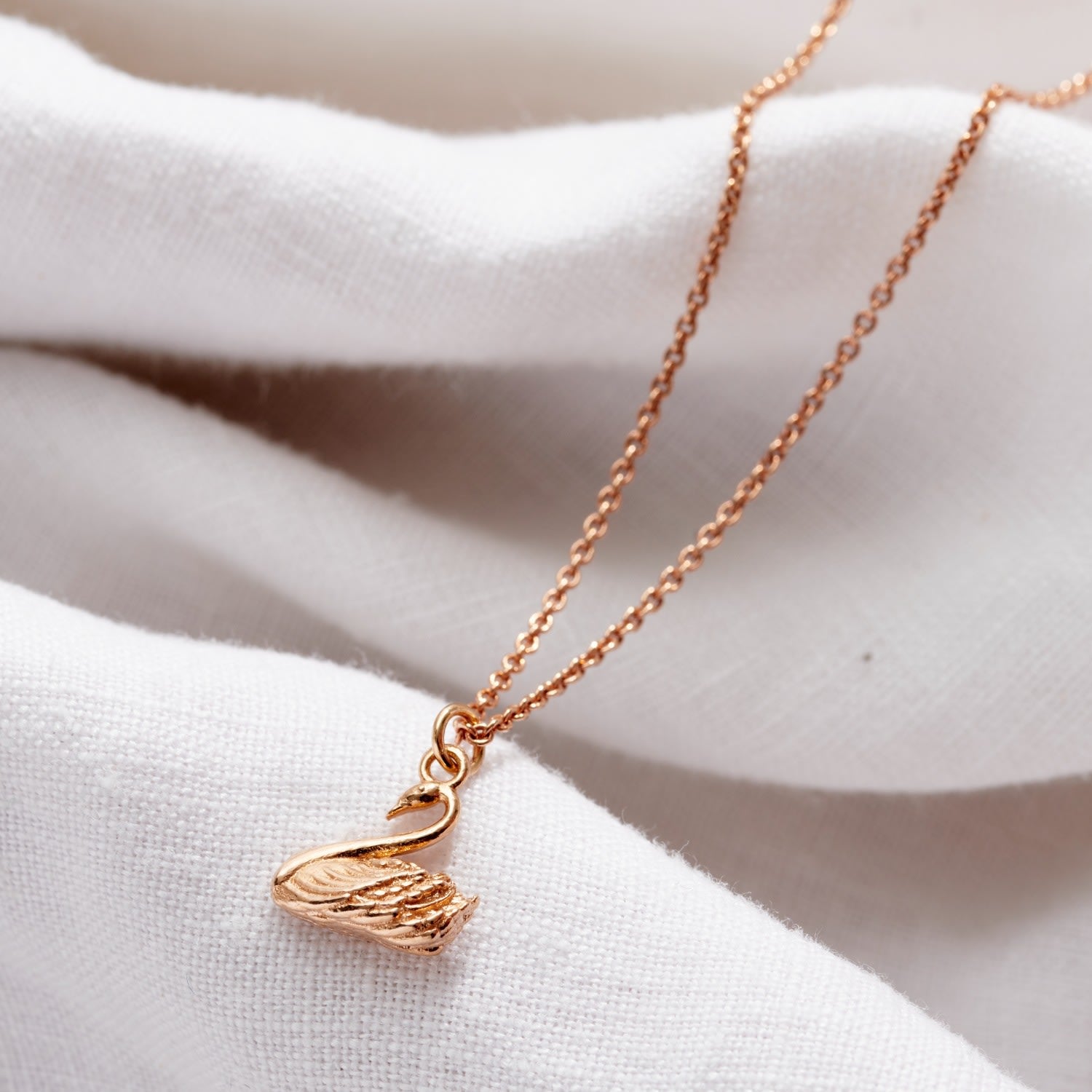 Rose Gold Plated Soulmate Swan Charm Necklace