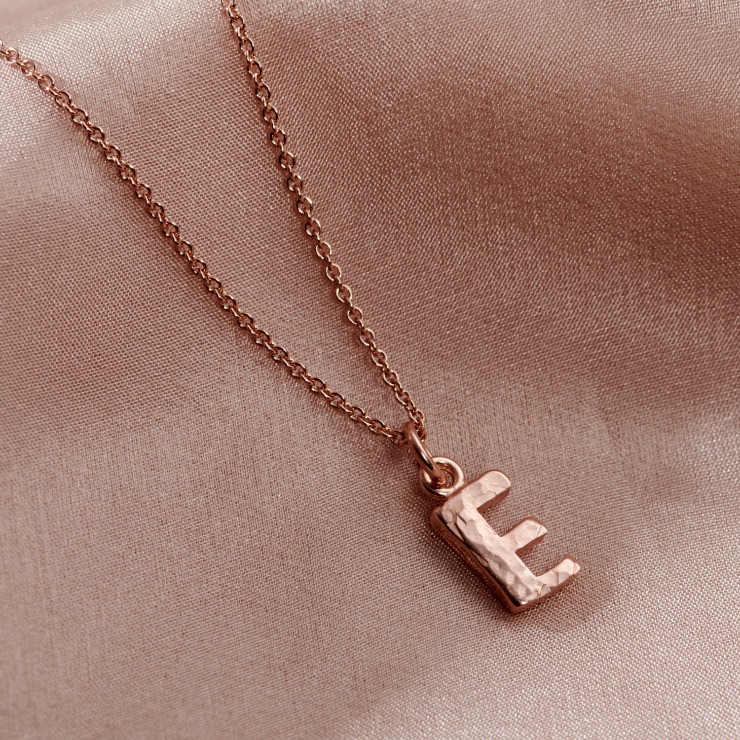 Rose Gold Plated Textured Initial Letter Necklace