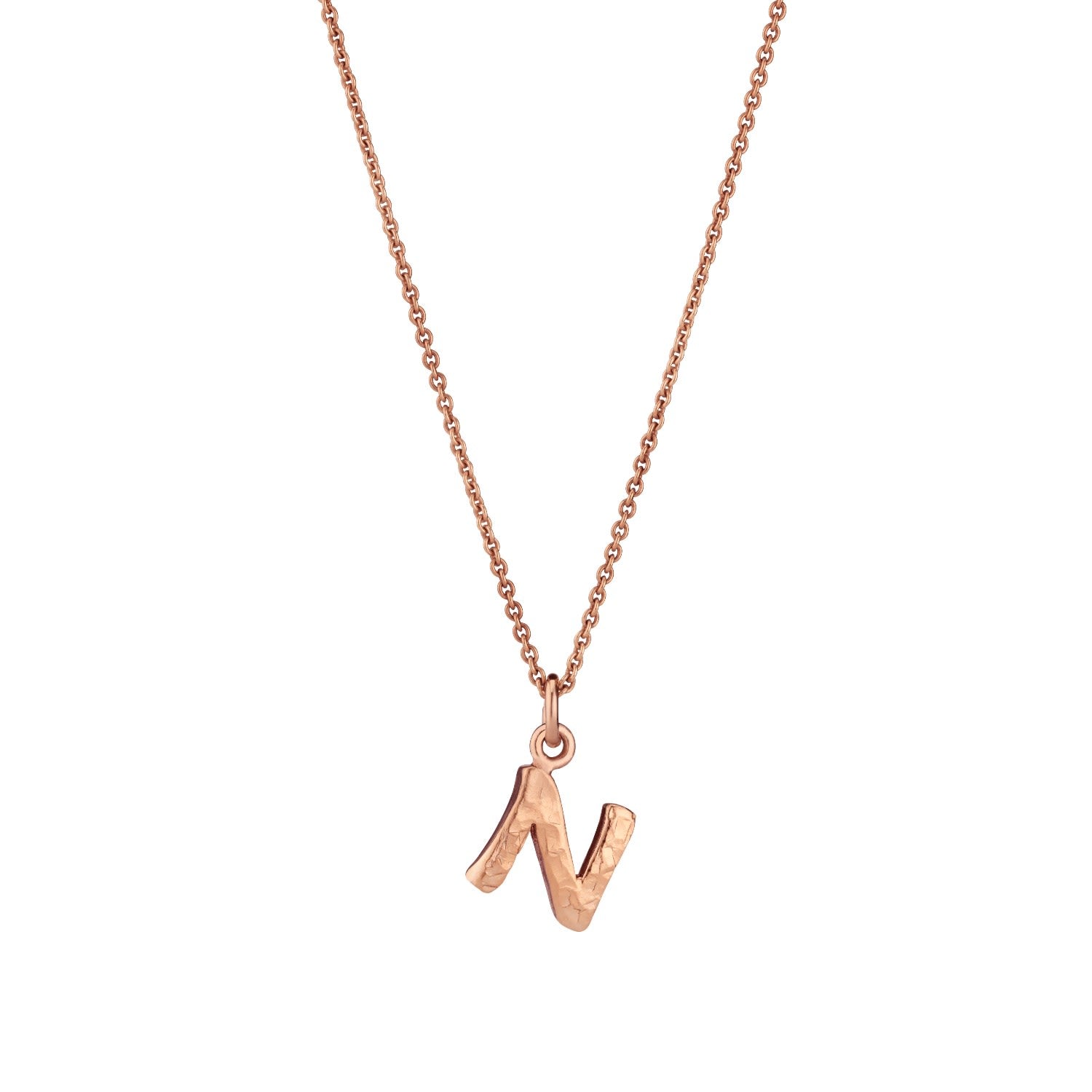 Rose Gold Plated Textured Initial Letter Necklace