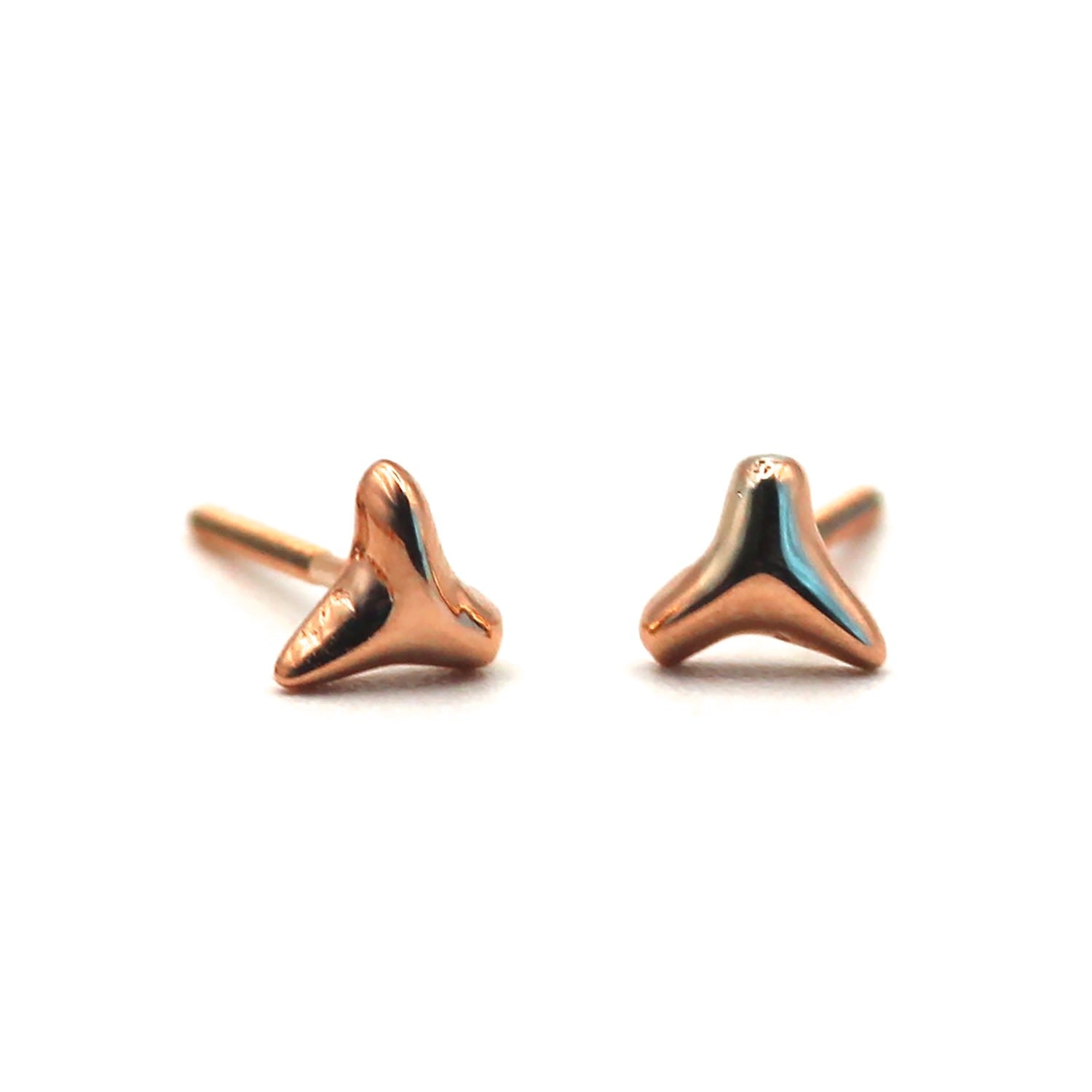 Shark Tooth Stud Rose Gold Earrings
