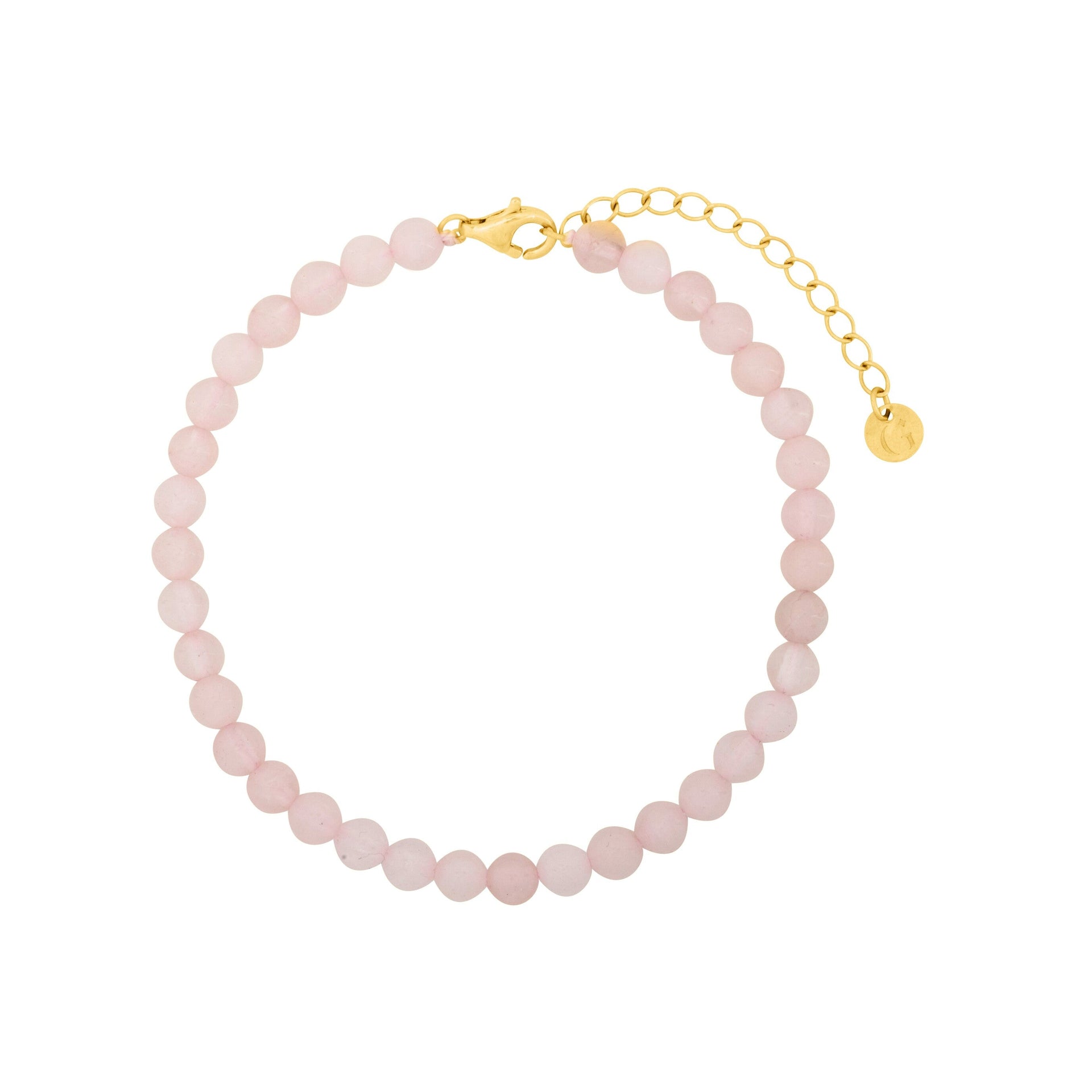 Rose Quartz Beaded Bracelet In Gold
