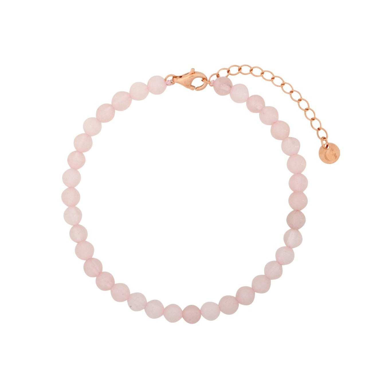 Rose Quartz Beaded Bracelet In Rose Gold