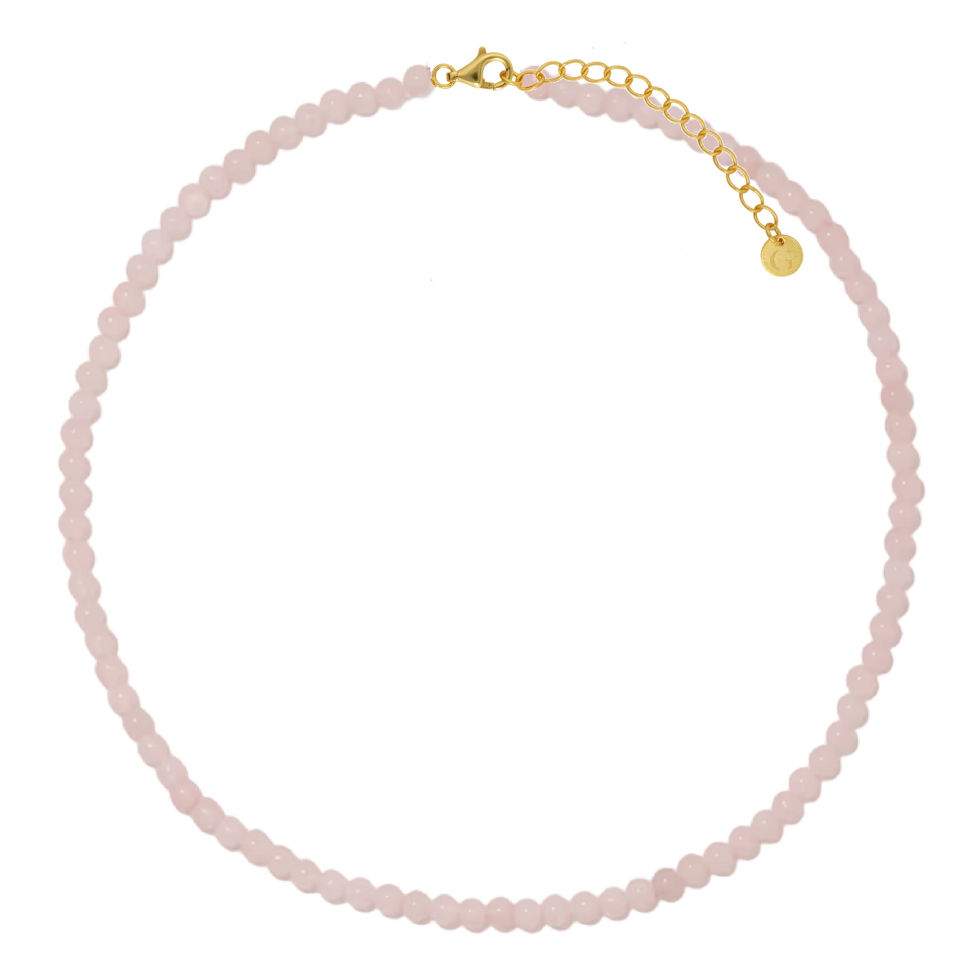Rose Quartz Beaded Necklace In Gold