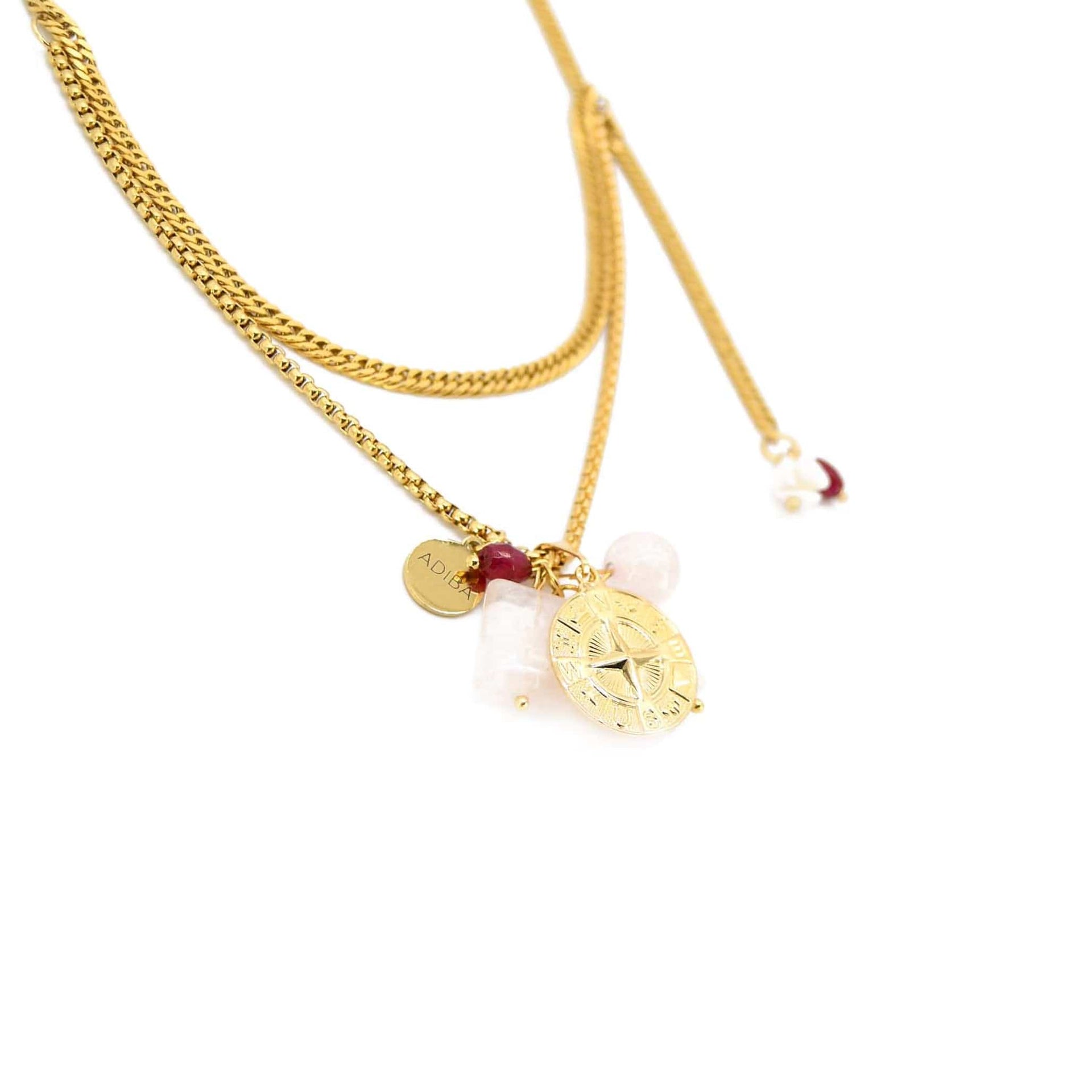 Rose Quartz Compass Handmade Necklace