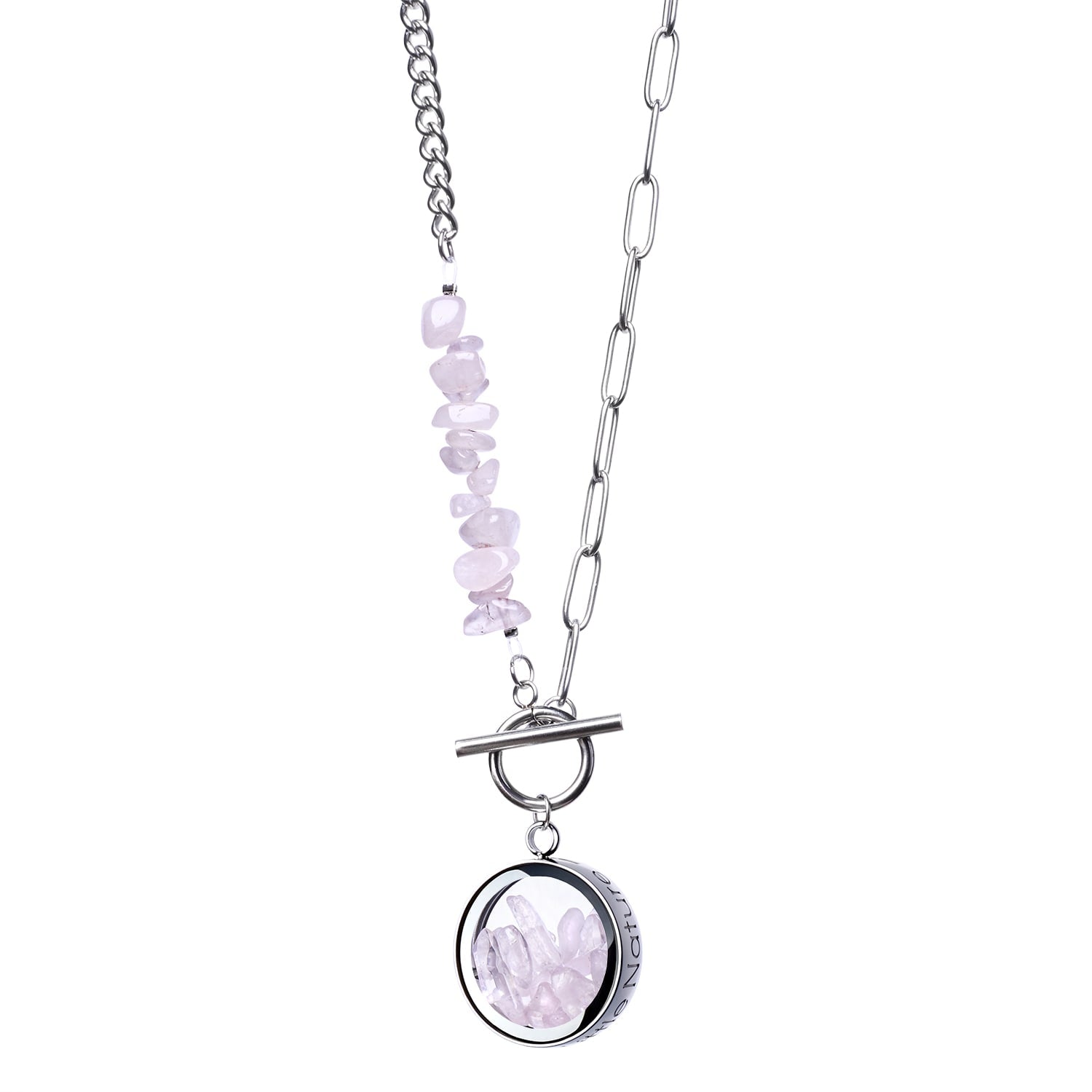Rose Quartz Crystal Necklace With Beaded Chain – Handcrafted Designer Jewelry, Natural Gemstone Pendant - Birthstone Necklace