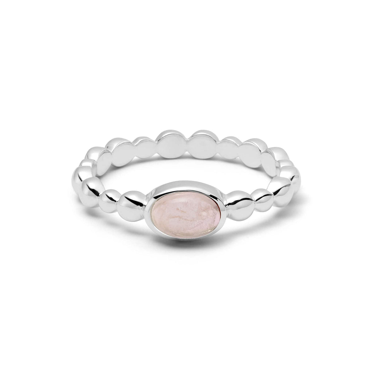 Rose Quartz Healing Stone Bobble Ring Sterling Silver