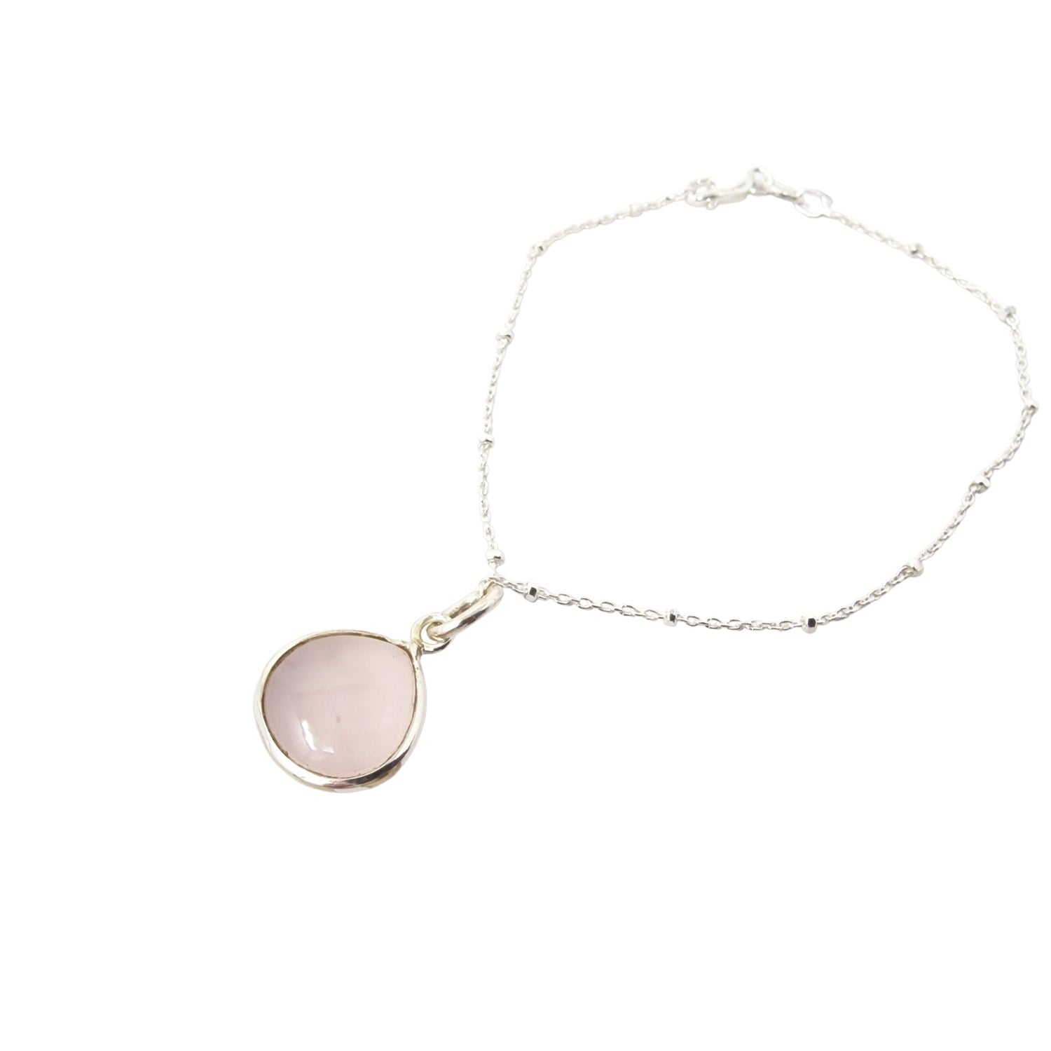 Rose Quartz October Birthstone Silver Bracelet