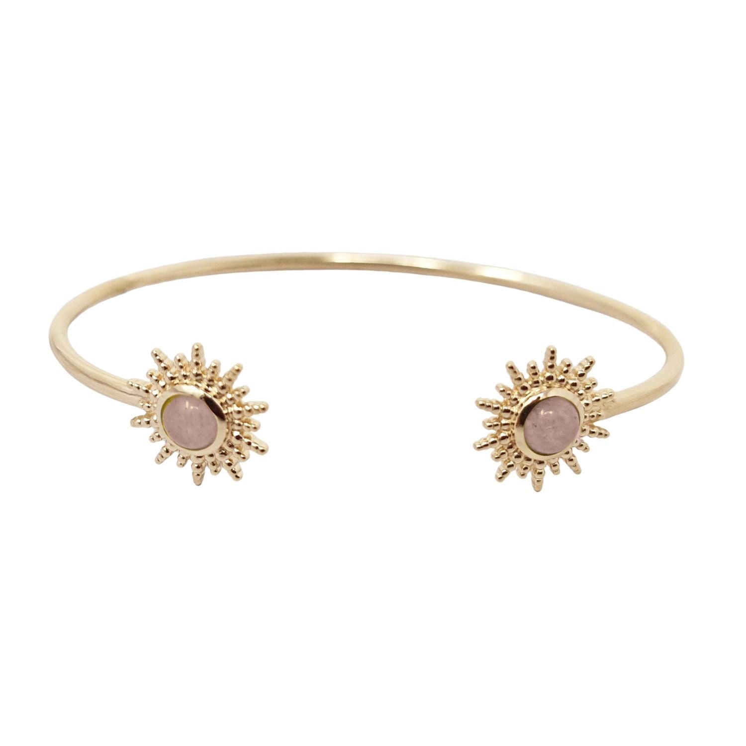 Rose Quartz October Birthstone Sunburst Bangle
