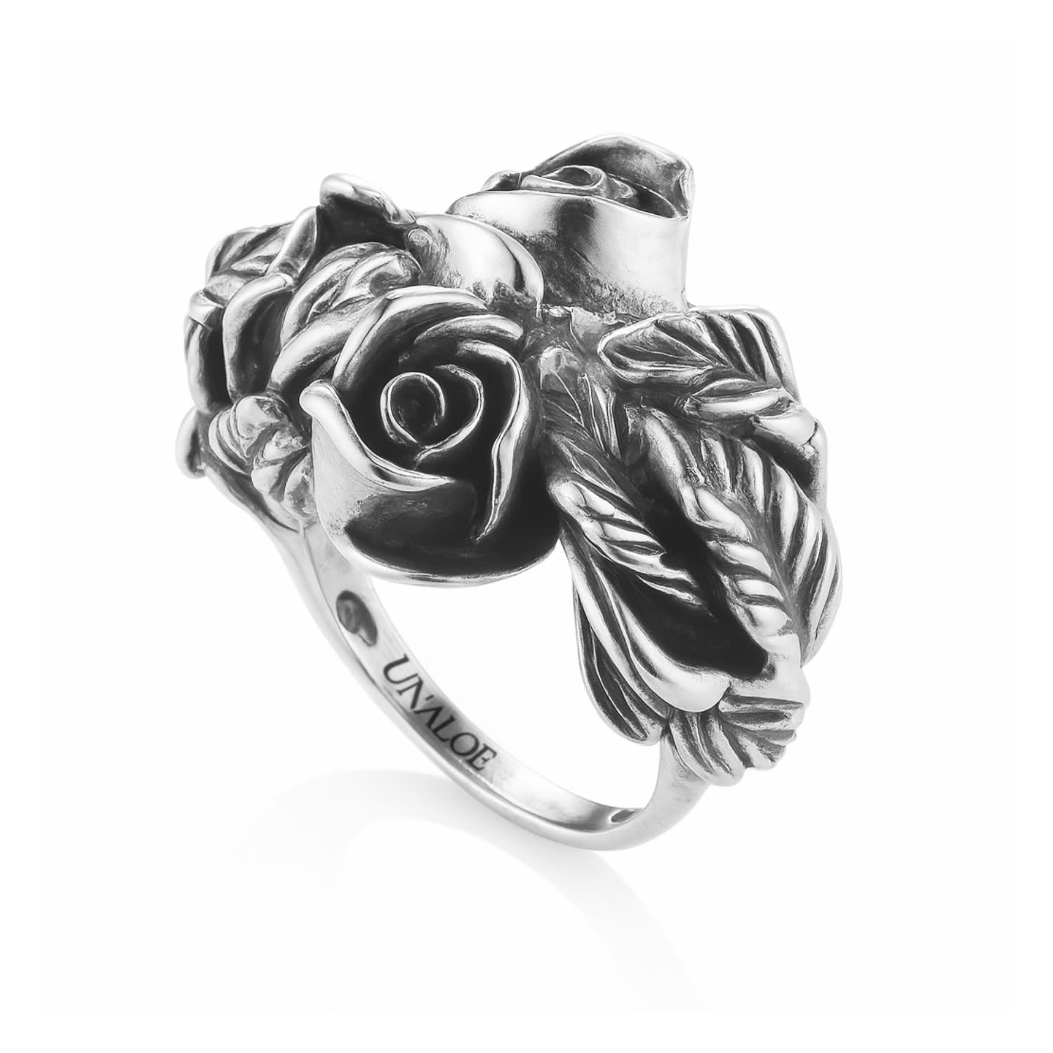 Rose Ring By Unaloe – Handmade Burnished Sterling Silver- Seductive Emotions