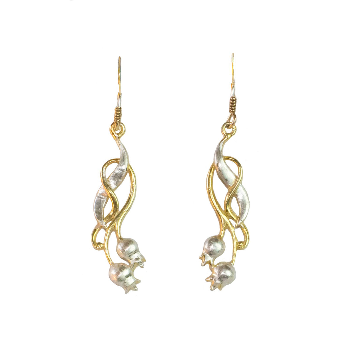 Rosehip Drop Earrings In Eighteen Carat Gold On Sterling Silver.