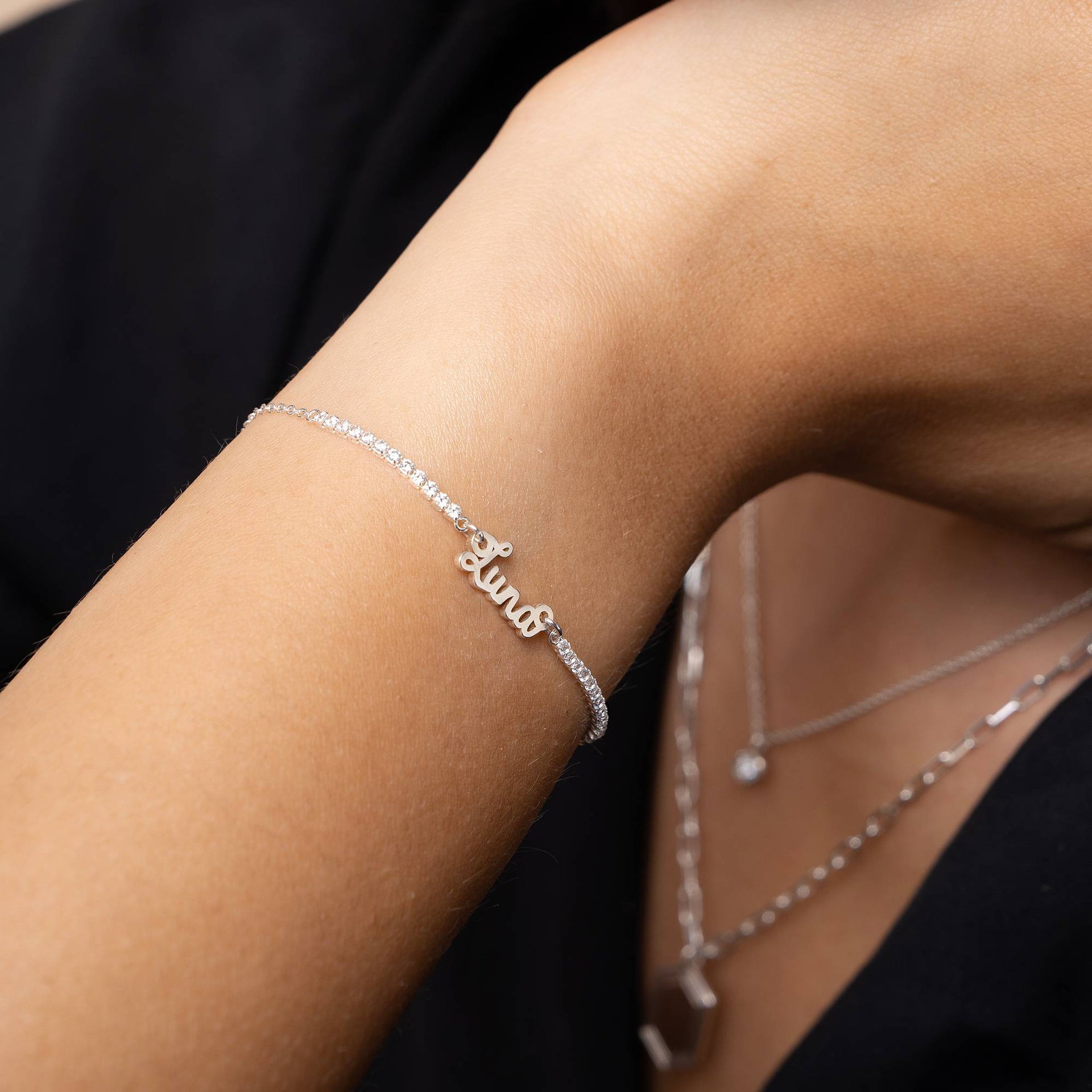 Rosie Name Tennis Bracelet in Sterling Silver