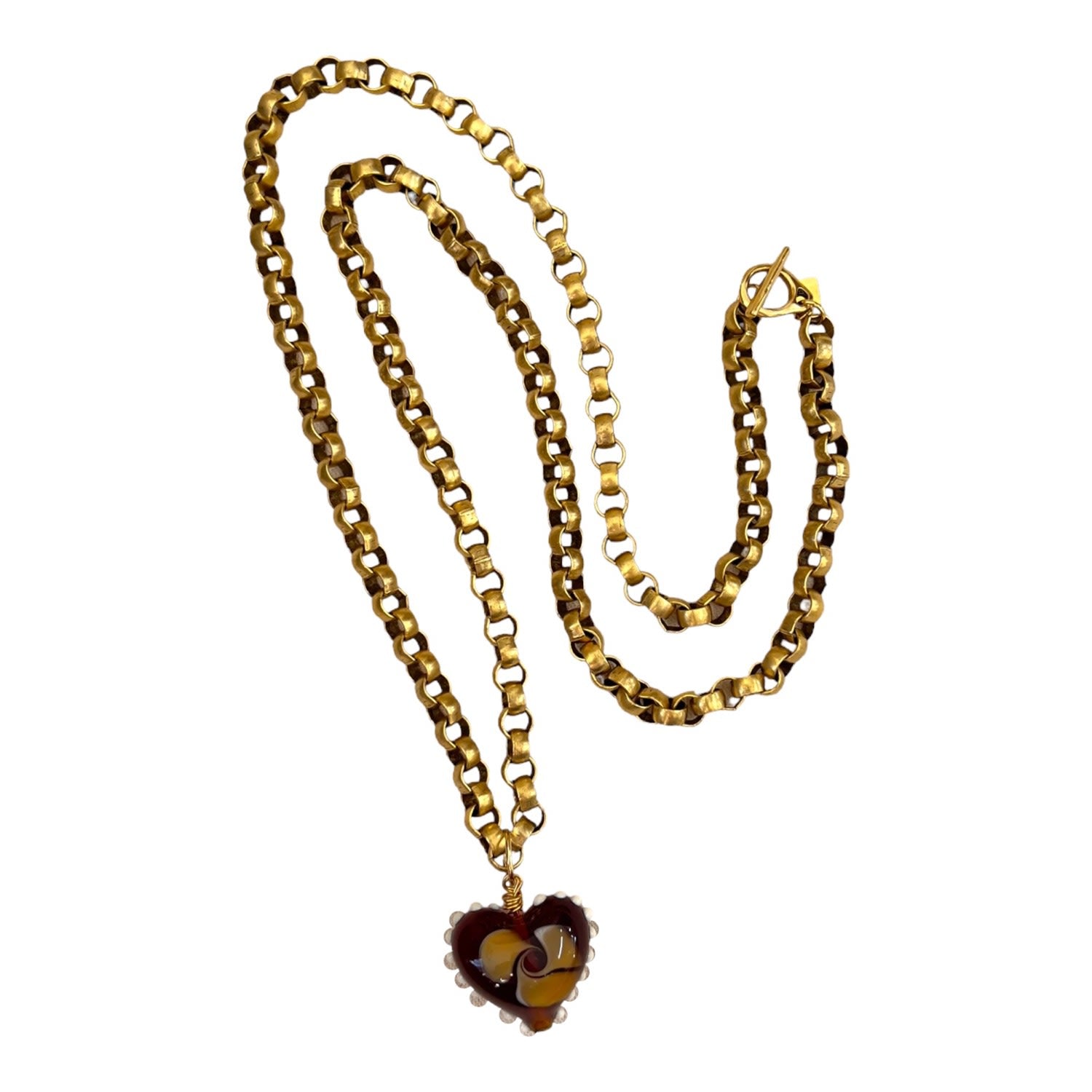 Rosie Lampwork Heart Necklace - Topaz