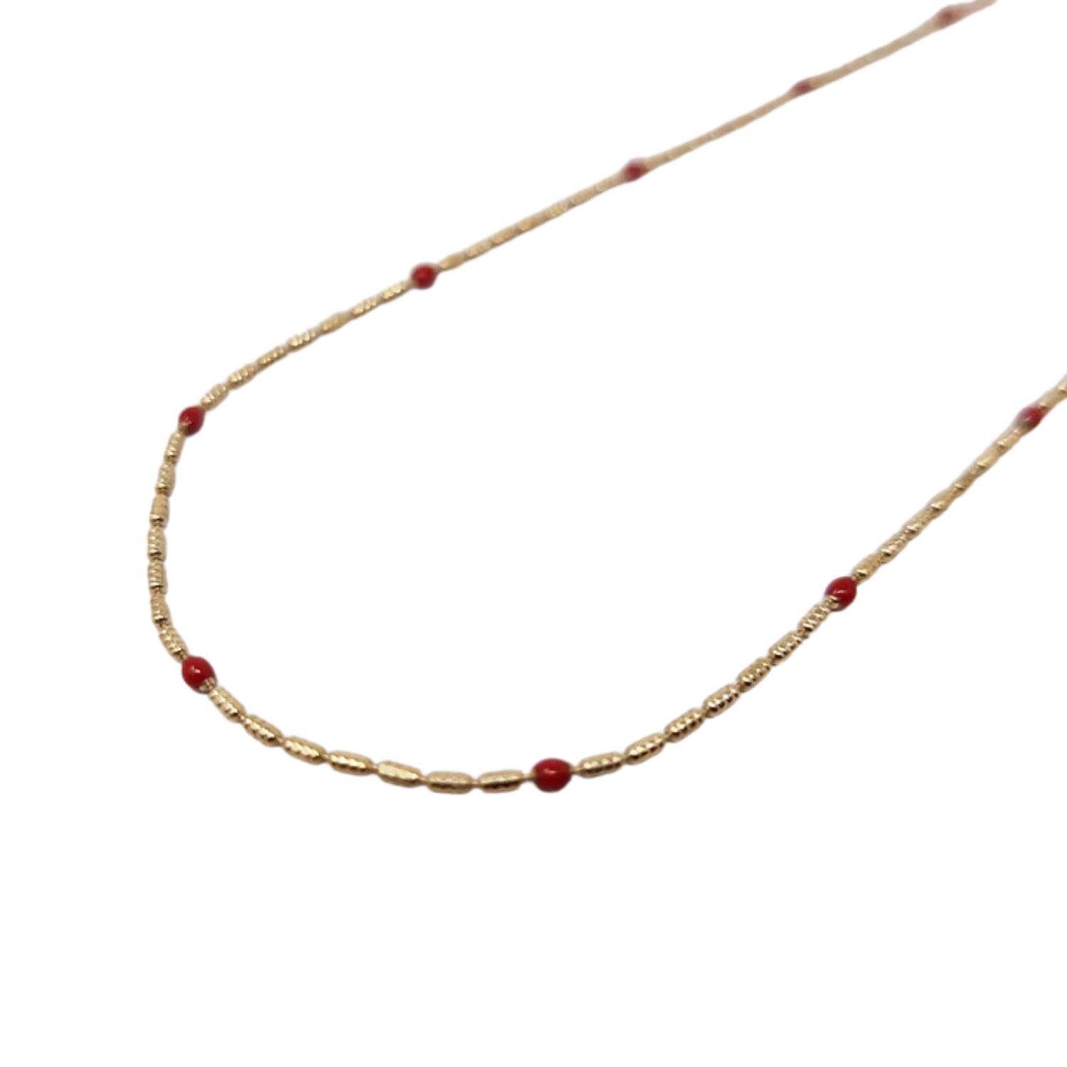 Rouge Beaded Gold Plated Fine Necklace