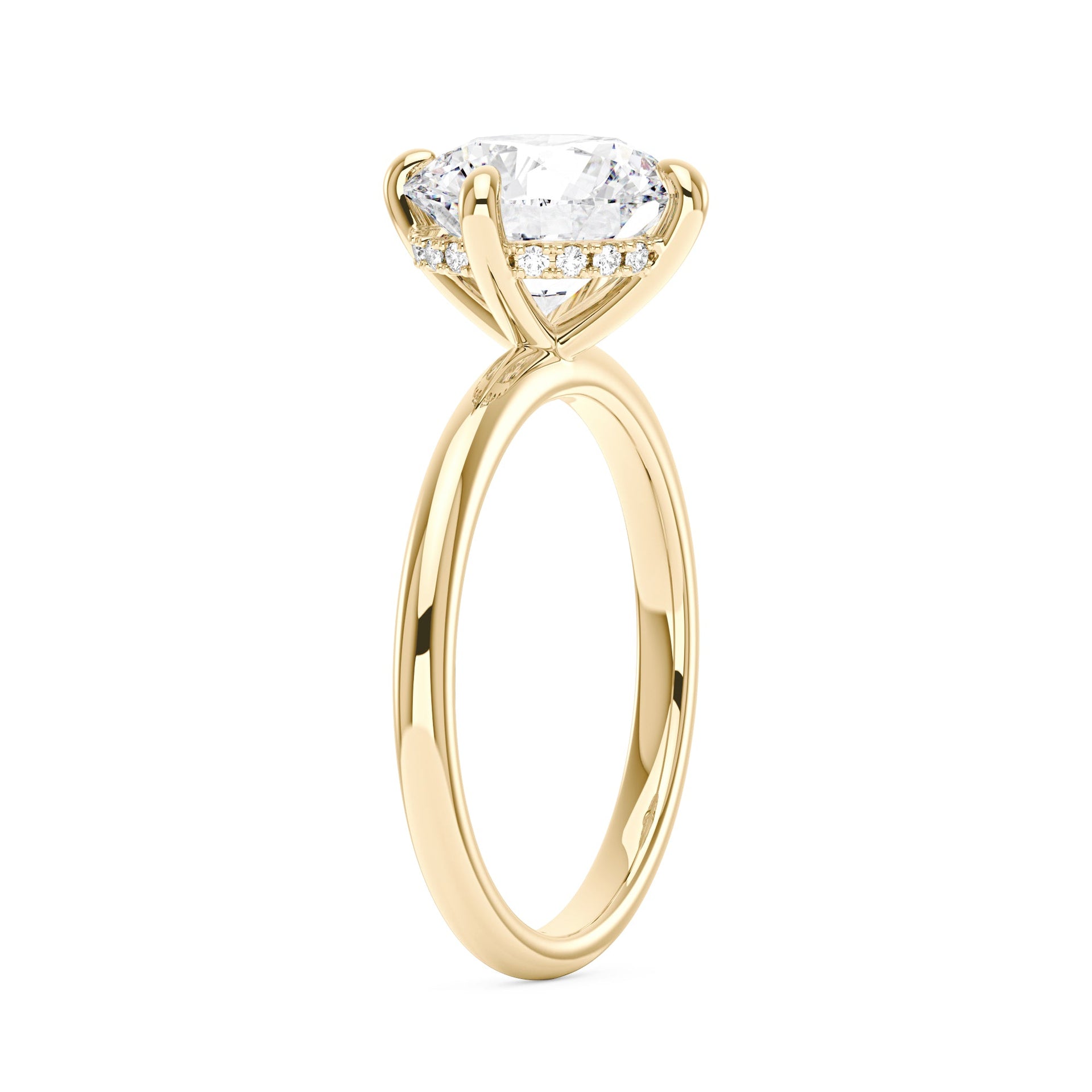 4 Carat Round Brilliant Cut Moissanite Solitaire Ring with Hidden Halo