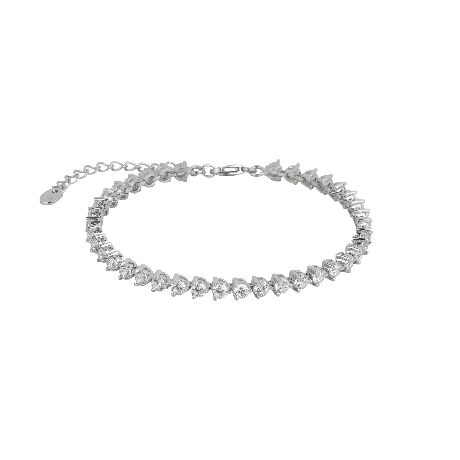 Round Circular Sterling Silver Tennis Bracelet