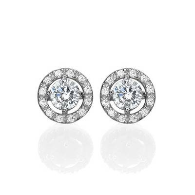 Round Cubic Zirconia Stud Earrings