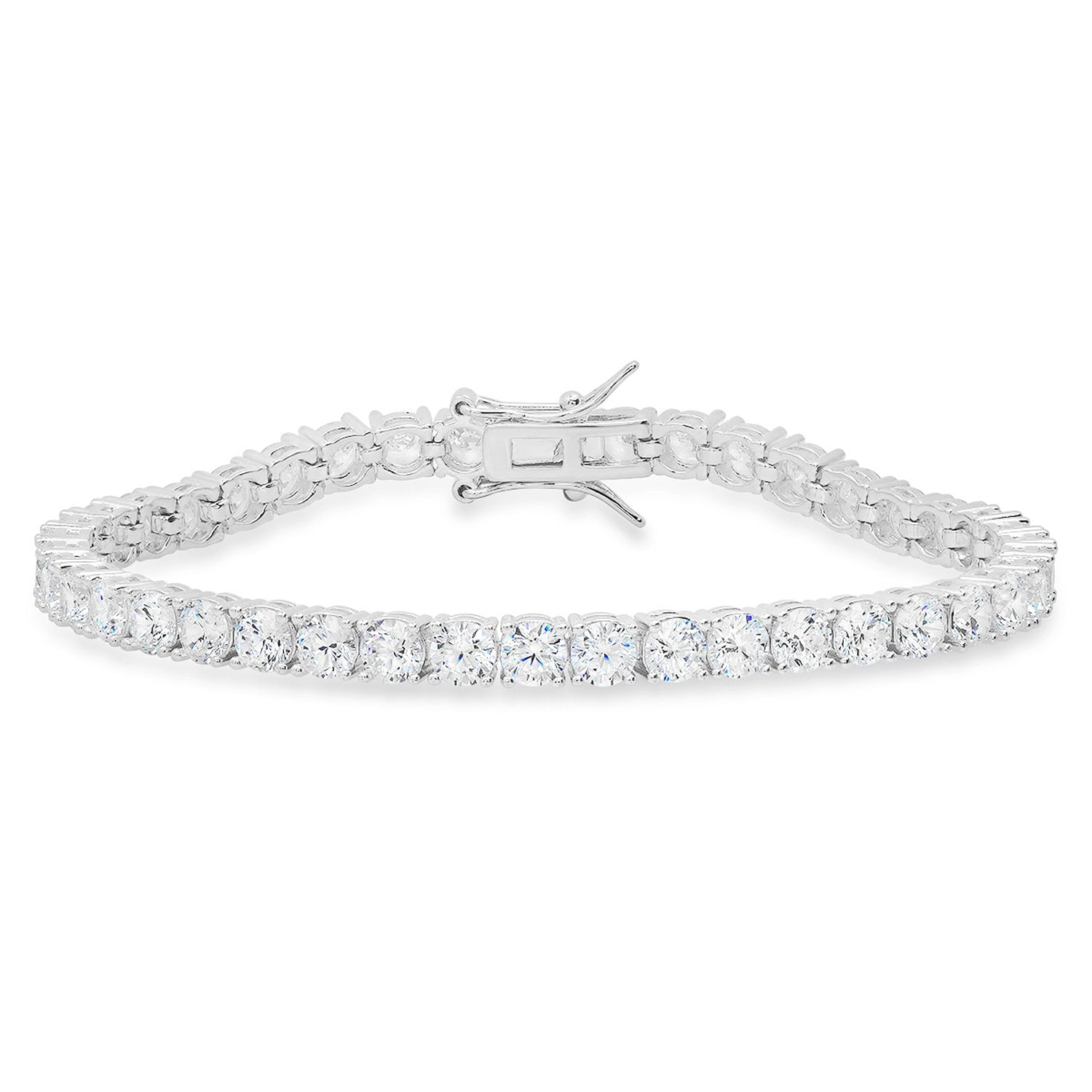 Round Cut Diamond Cz Tennis Bracelet In Sterling Silver