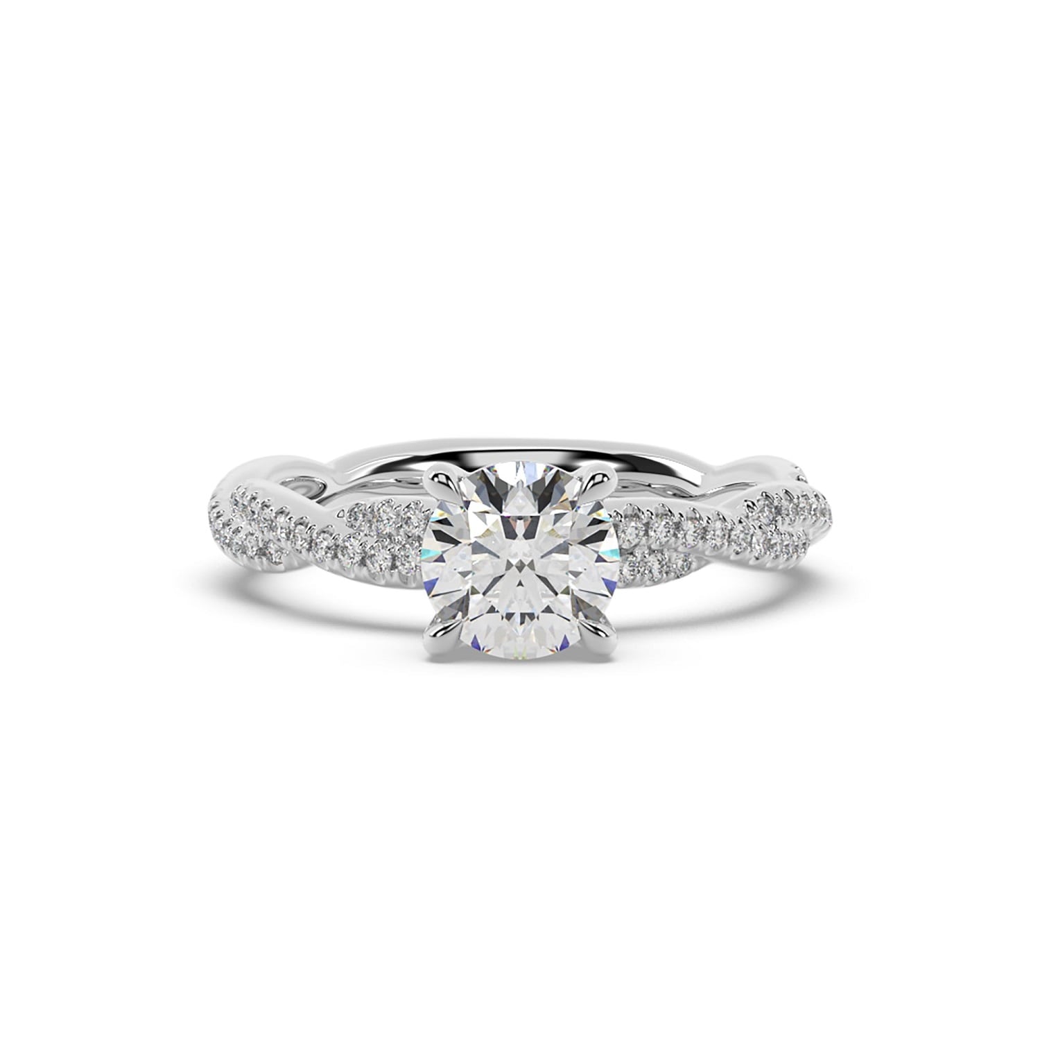 Round Cut Lab Grown Solitaire Ring In White Gold