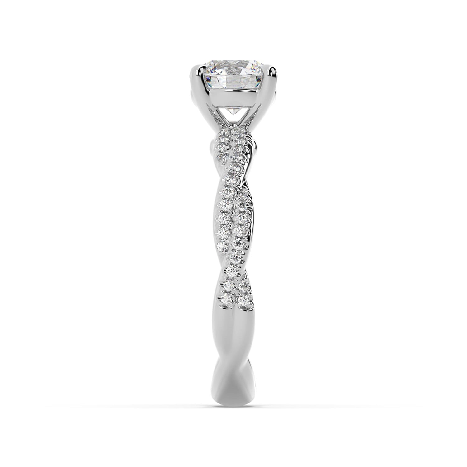 Round Cut Lab Grown Solitaire Ring In White Gold