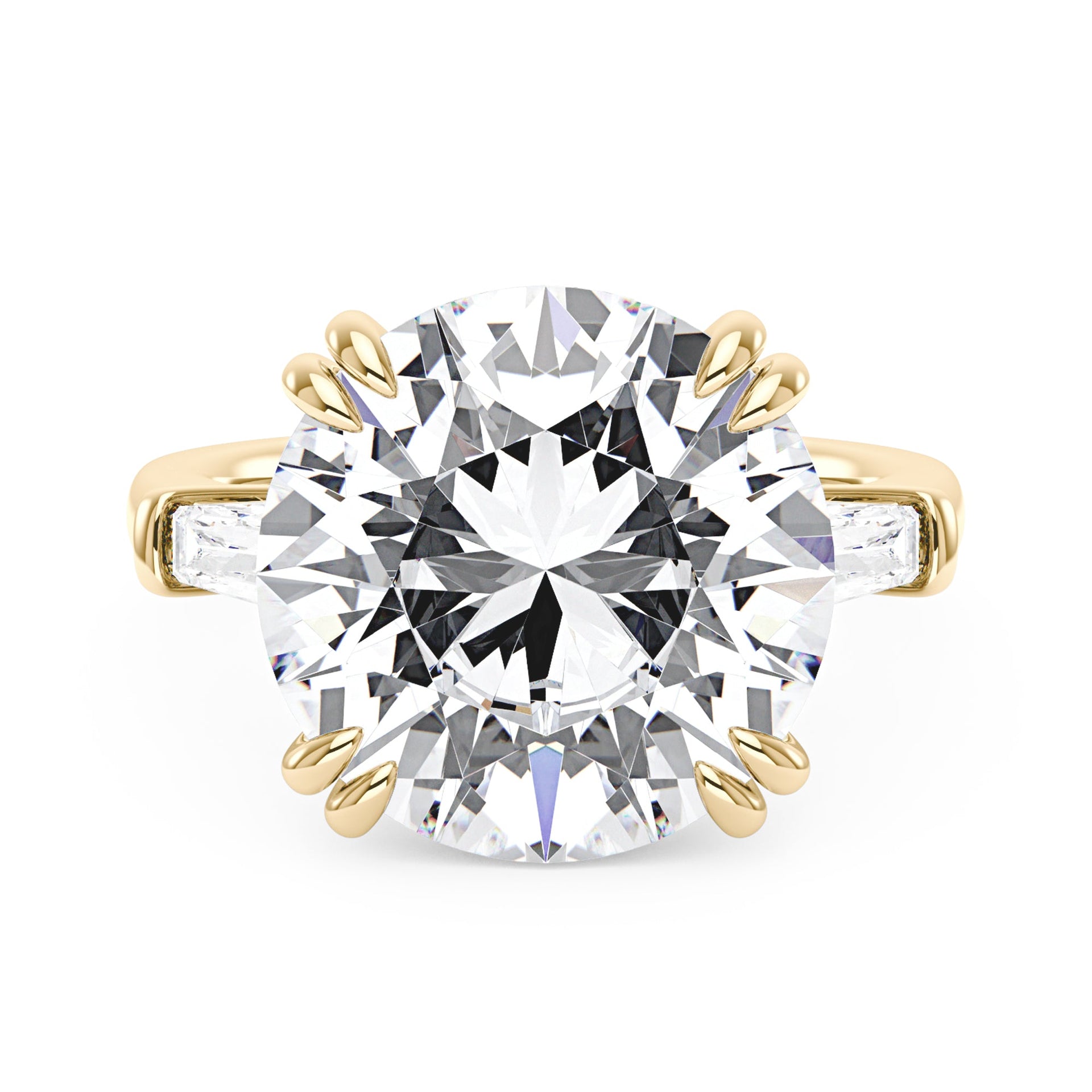 15 Carat Round Cut Moissanite Engagement Ring in 14K Gold