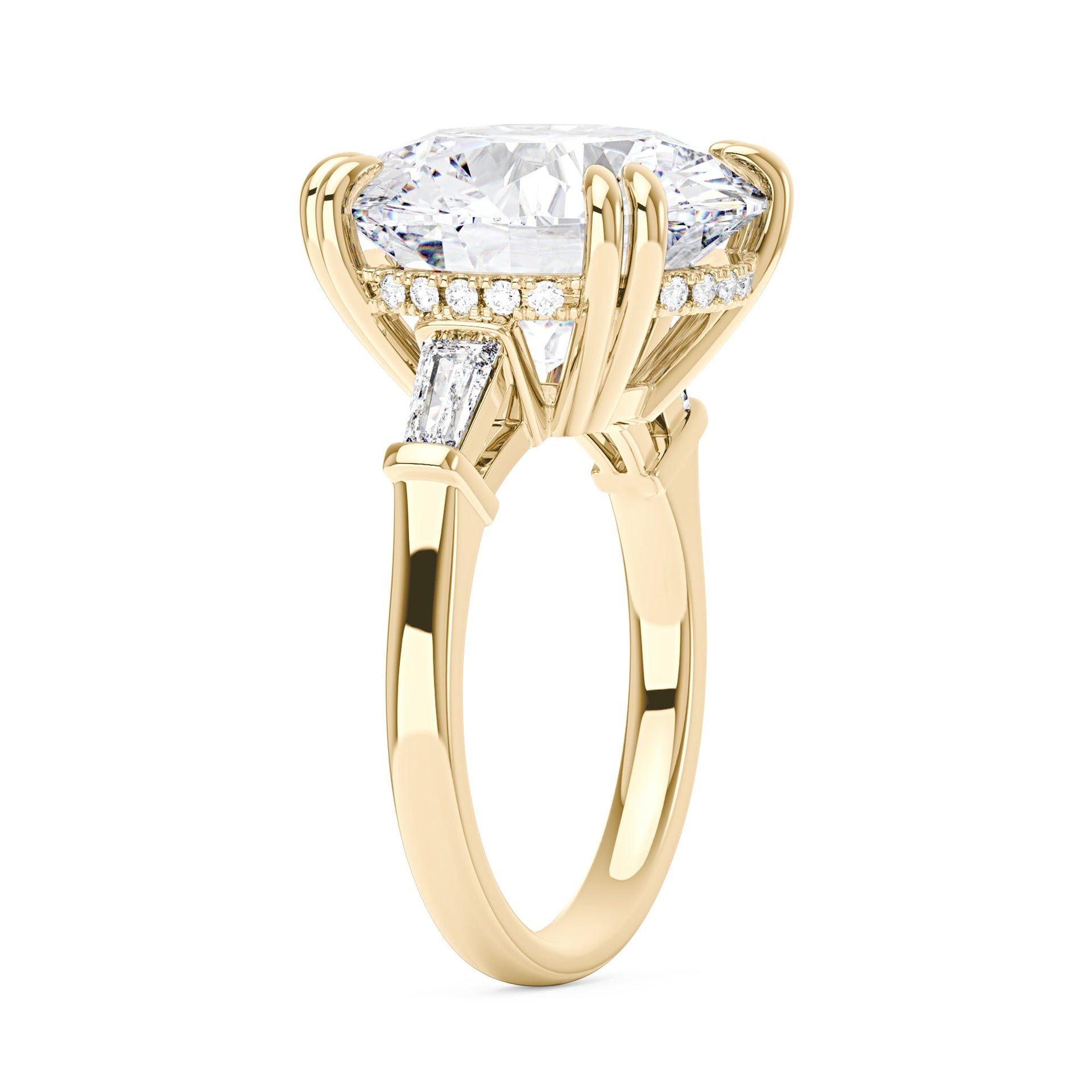 15 Carat Round Cut Moissanite Engagement Ring in 14K Gold