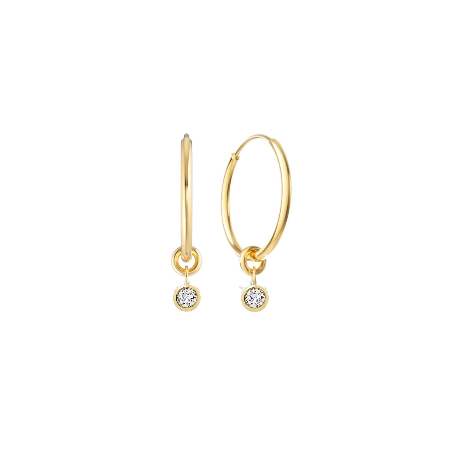 Round Diamond Bezel Hoop Earrings