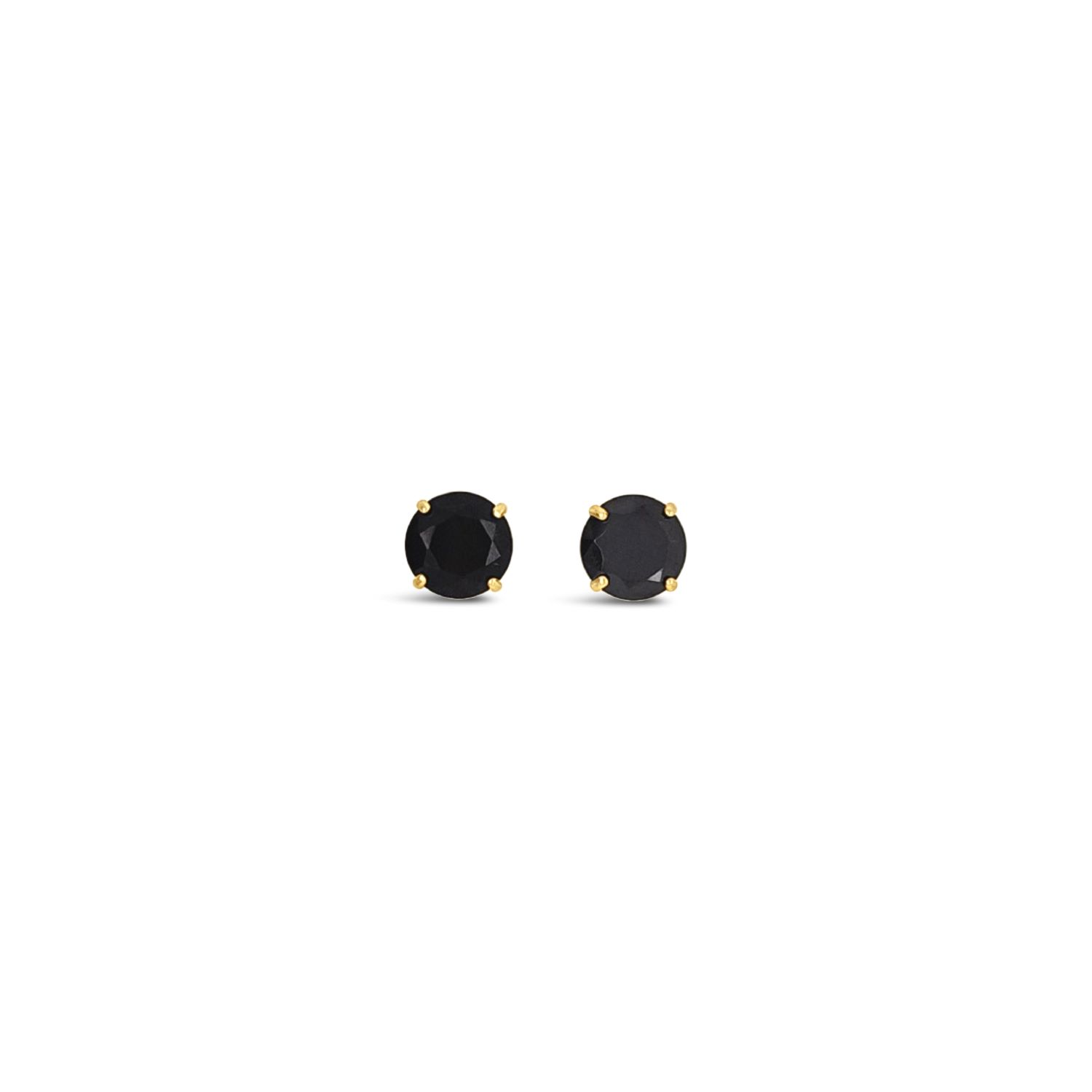 Round Eight Mm Black Studs - 10K Gold