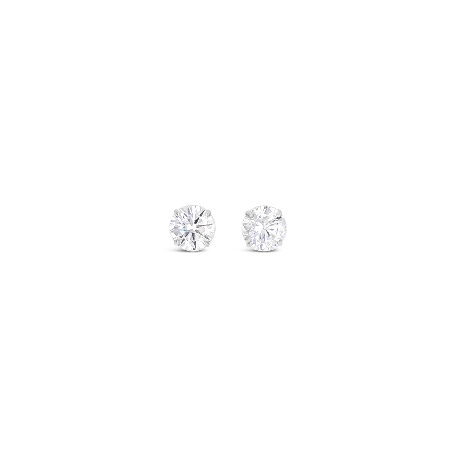 Round Eight Mm Studs - 10K White Gold