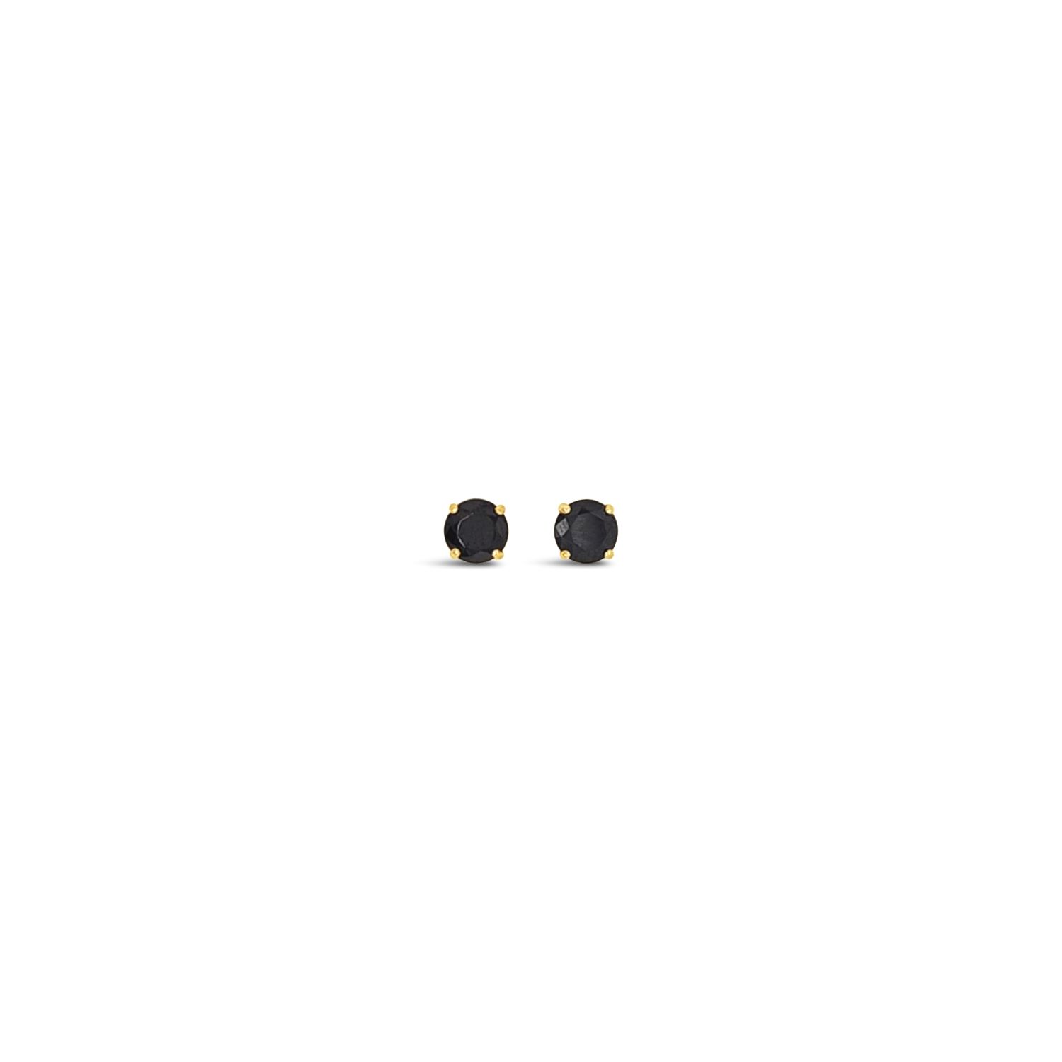 Round Five Mm Black Studs - 10K Gold