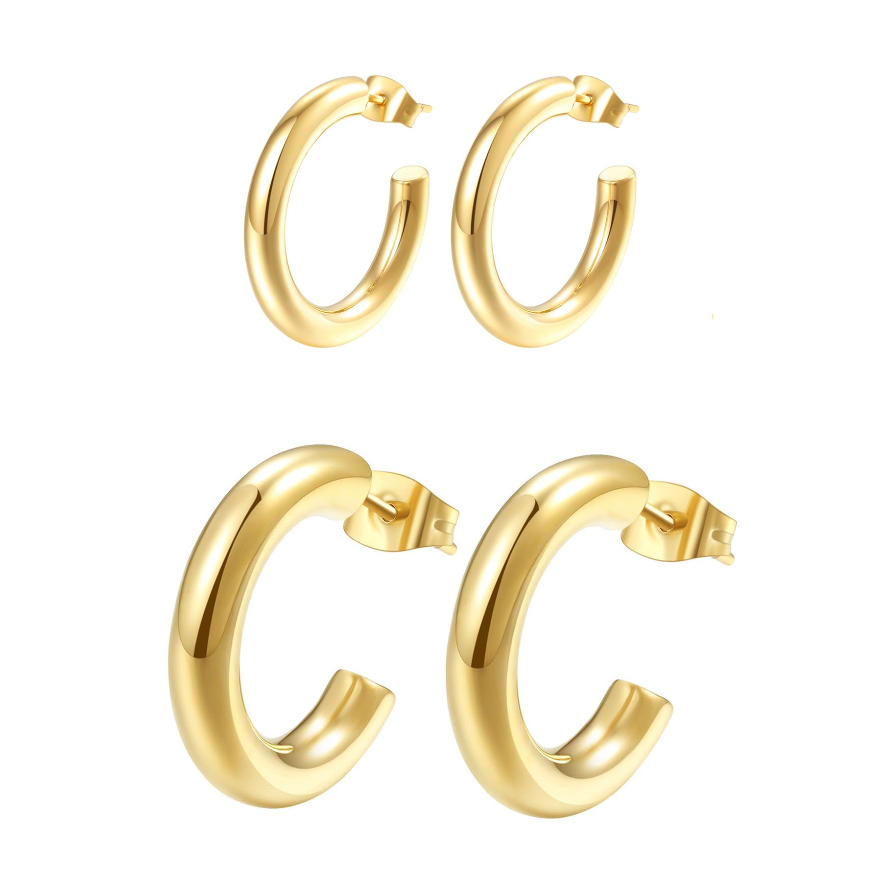 Round Hoop Earring Set Stainless Steel